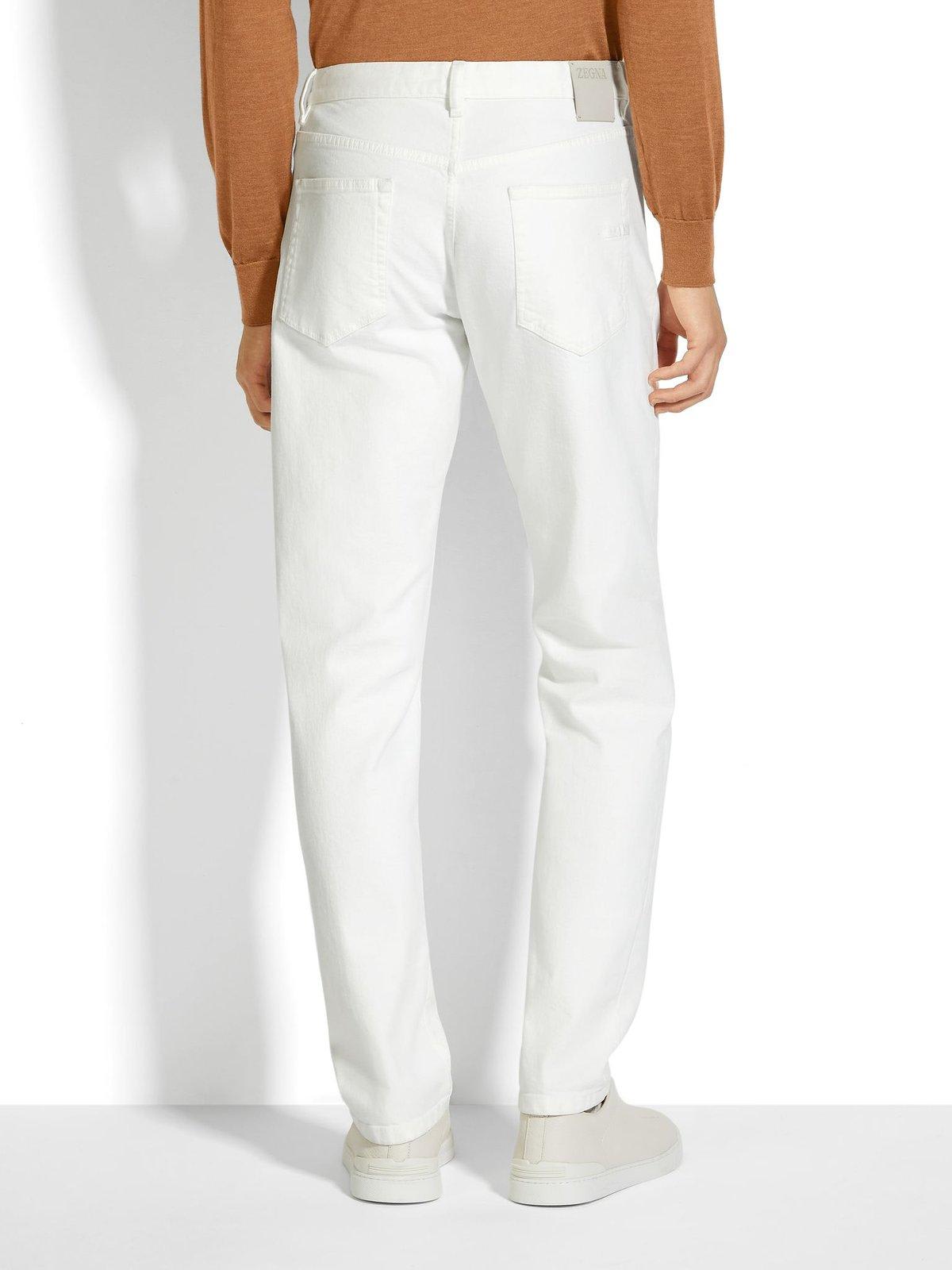 Zegna Roccia Mid-rise Slim Jeans In Bianco Naturale Unito