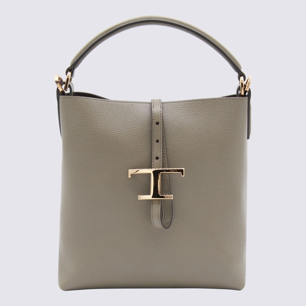 Grey Leather Top Handle Bag