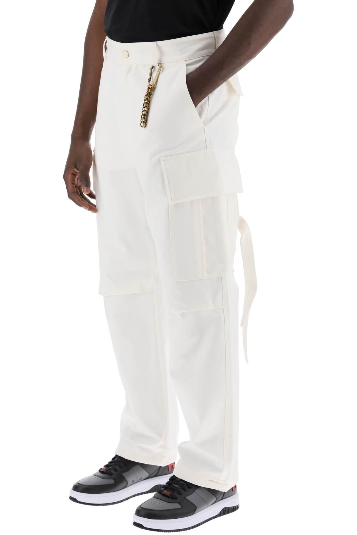 Shop Darkpark Saint Cotton Cargo Pants In Off White (white)