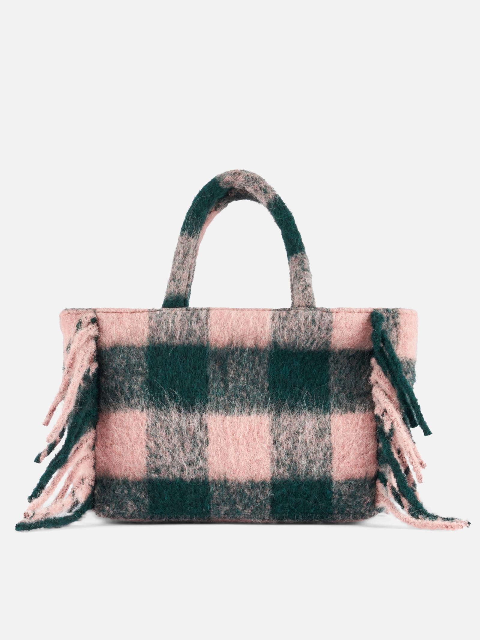 Shop Mc2 Saint Barth Colette Blanket Handbag With Check Print In Green