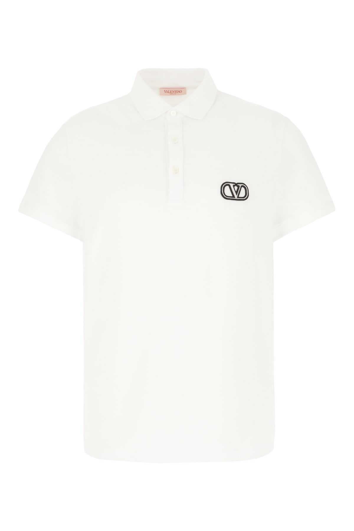 Valentino White Piquet Polo Shirt In Bianco