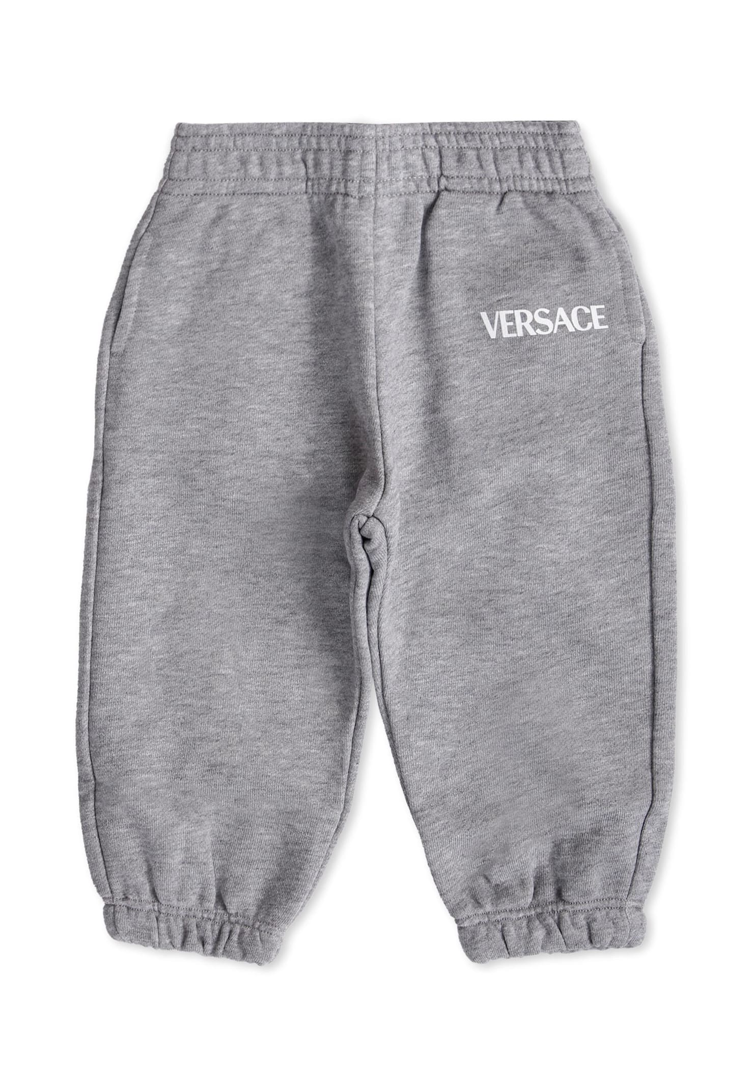 Versace Grey Trackpants With Logo For Baby In Gray