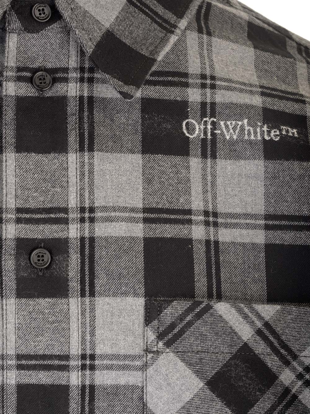 Shop Off-white Check Flannel Shirt In Grigio Scuro