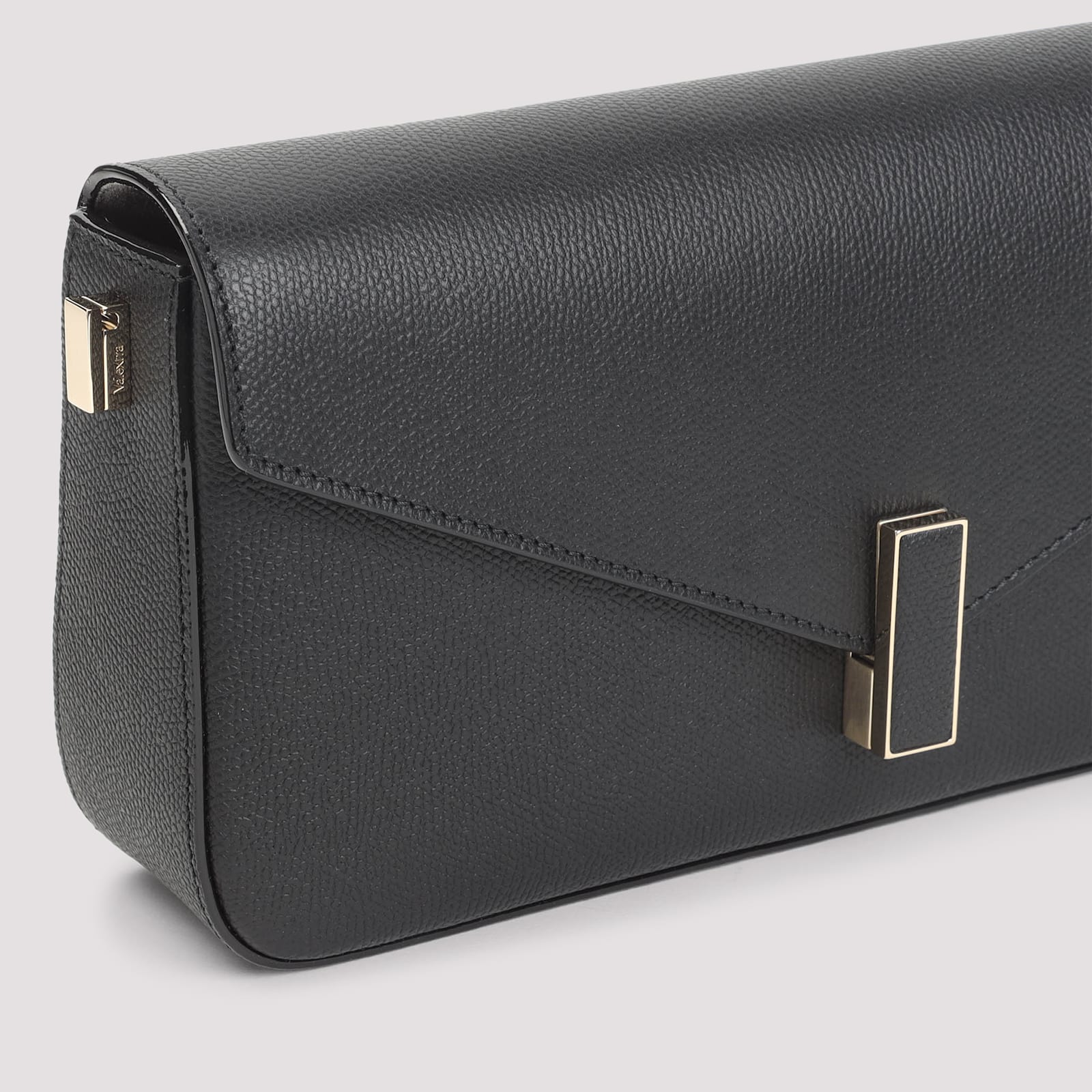 Valextra Structured Black Calf Leather Shoulder Bag In Black