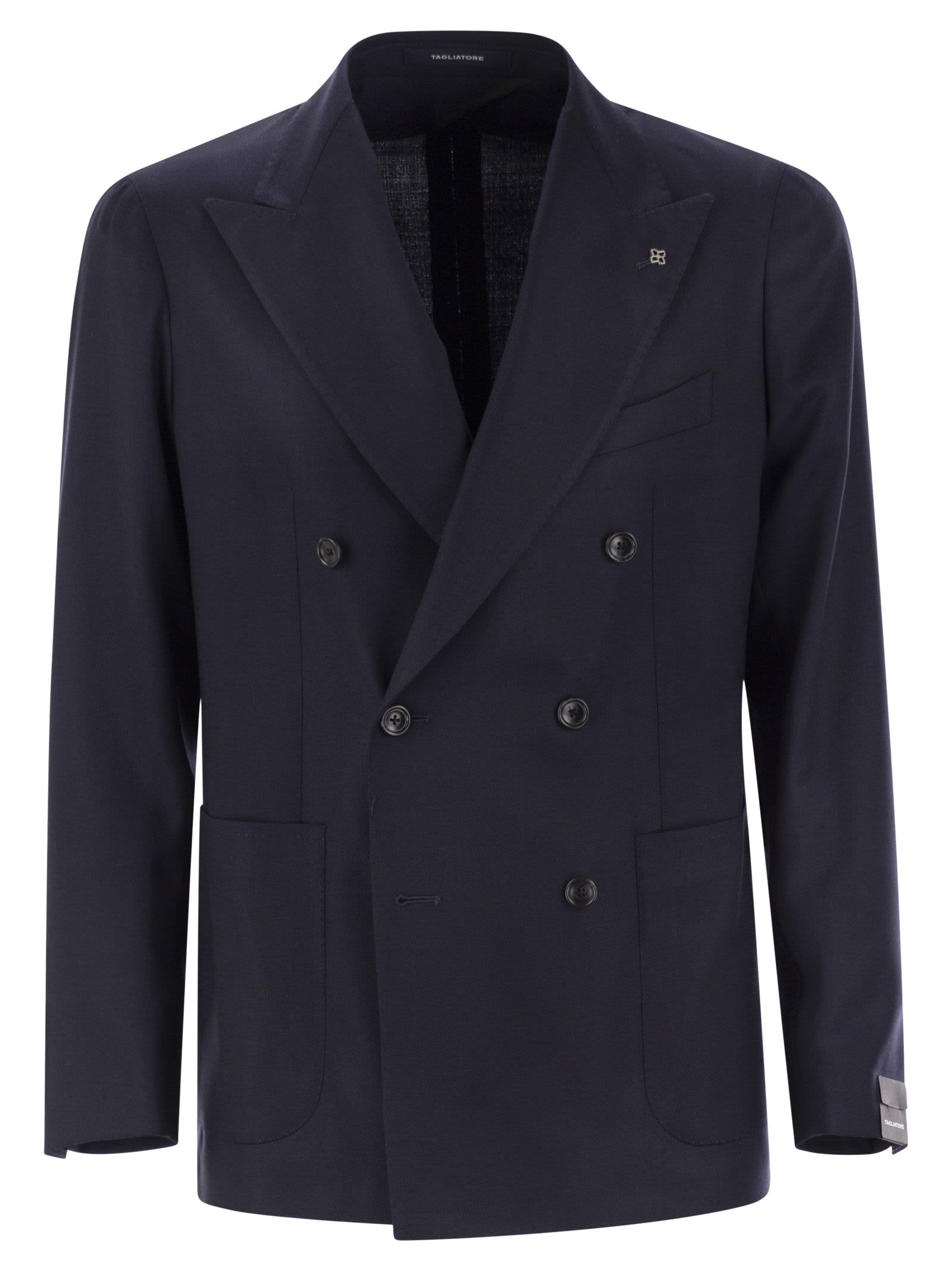 Shop Tagliatore Double-breasted Virgin Wool Jacket In Blue
