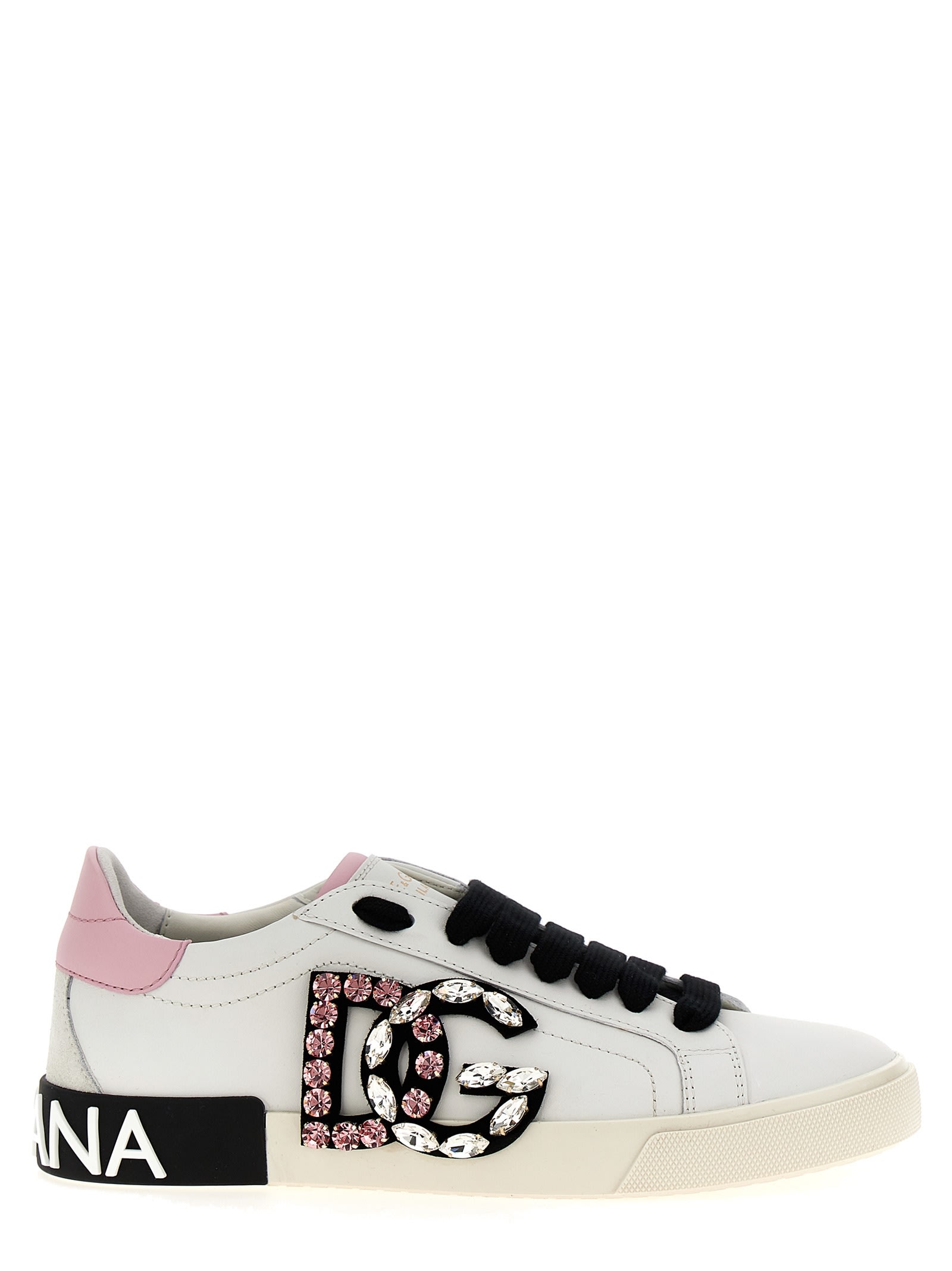 Shop Dolce & Gabbana Portofino Vintage Sneakers In Bianco Rosa