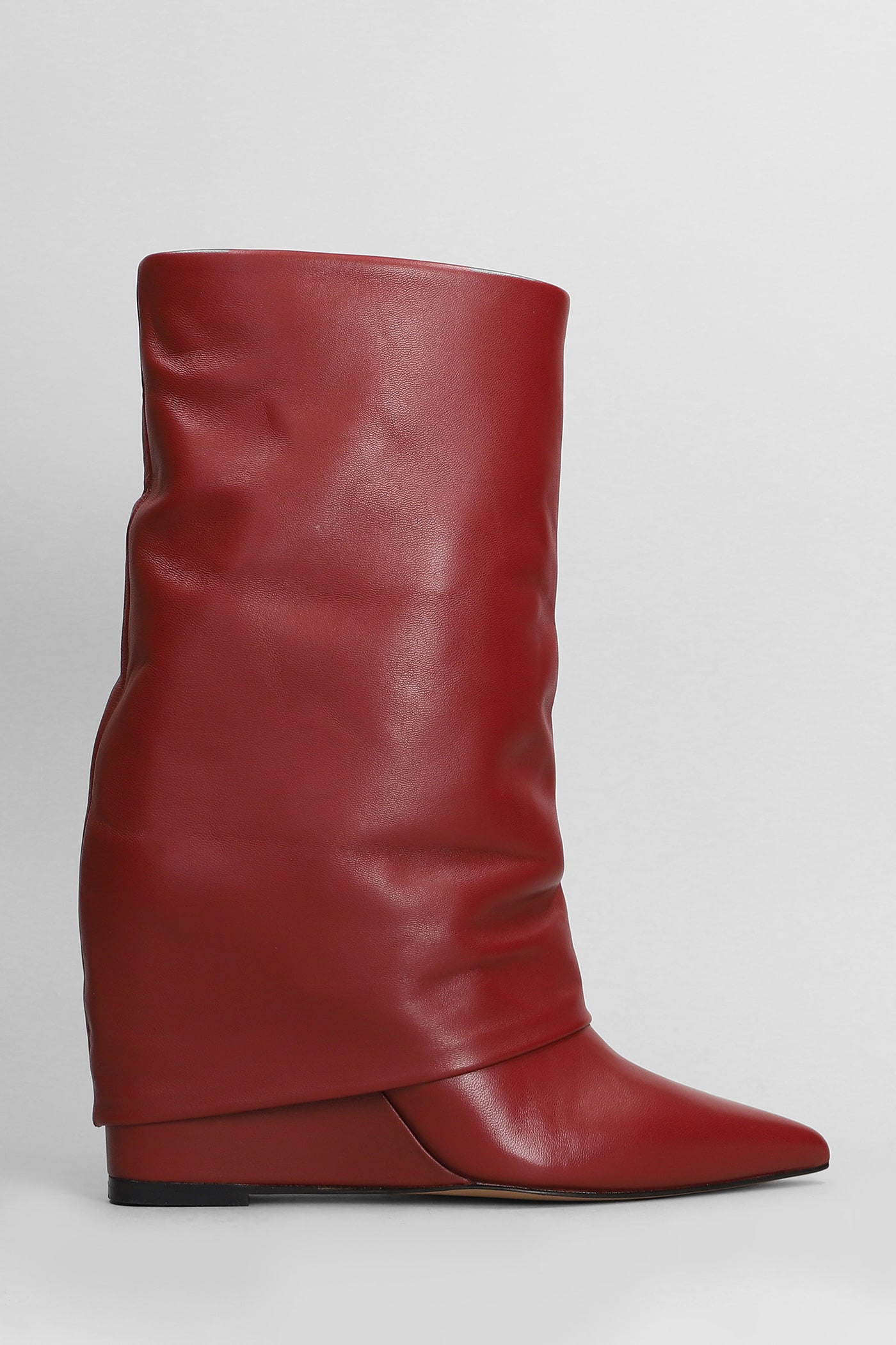 Shop The Seller High Heels Ankle Boots In Bordeaux Leather