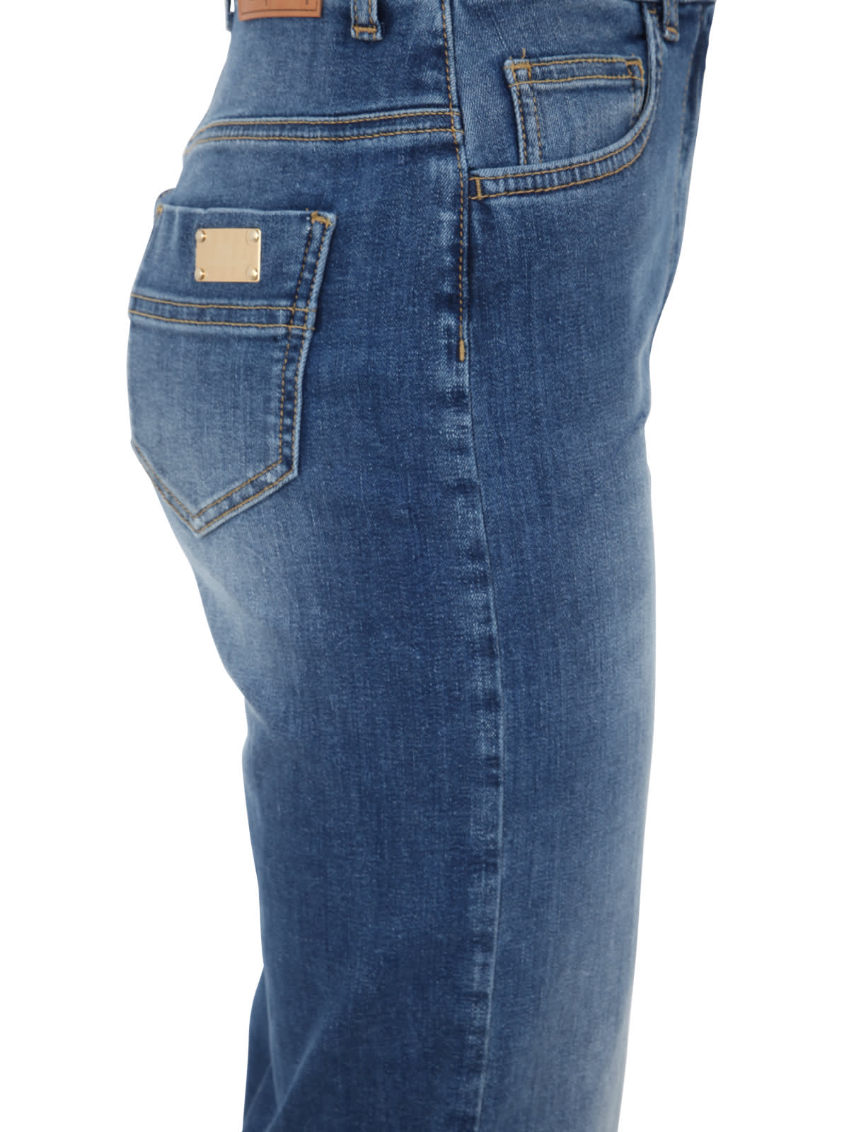 Shop Elisabetta Franchi Flair Crop Jeans In Blue Denim