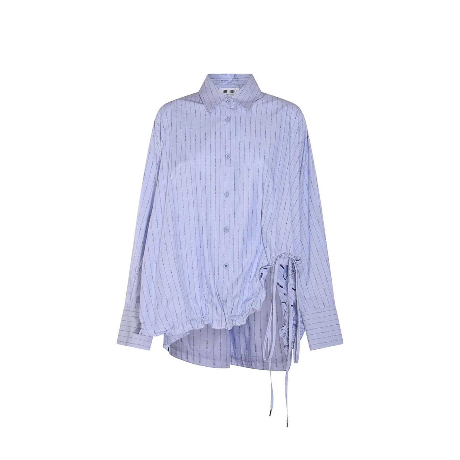 Shop Attico Striped Cotton Shirt In Blue