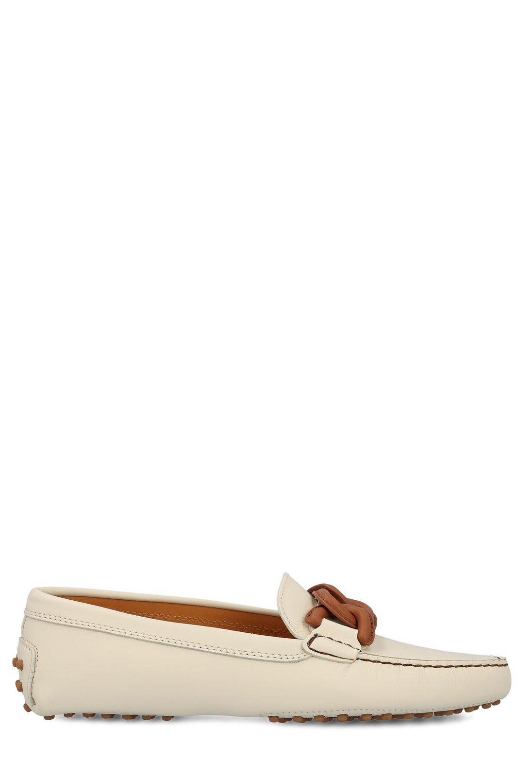 Shop Tod's Logo Detailed Slip-on Loafers In Marrone