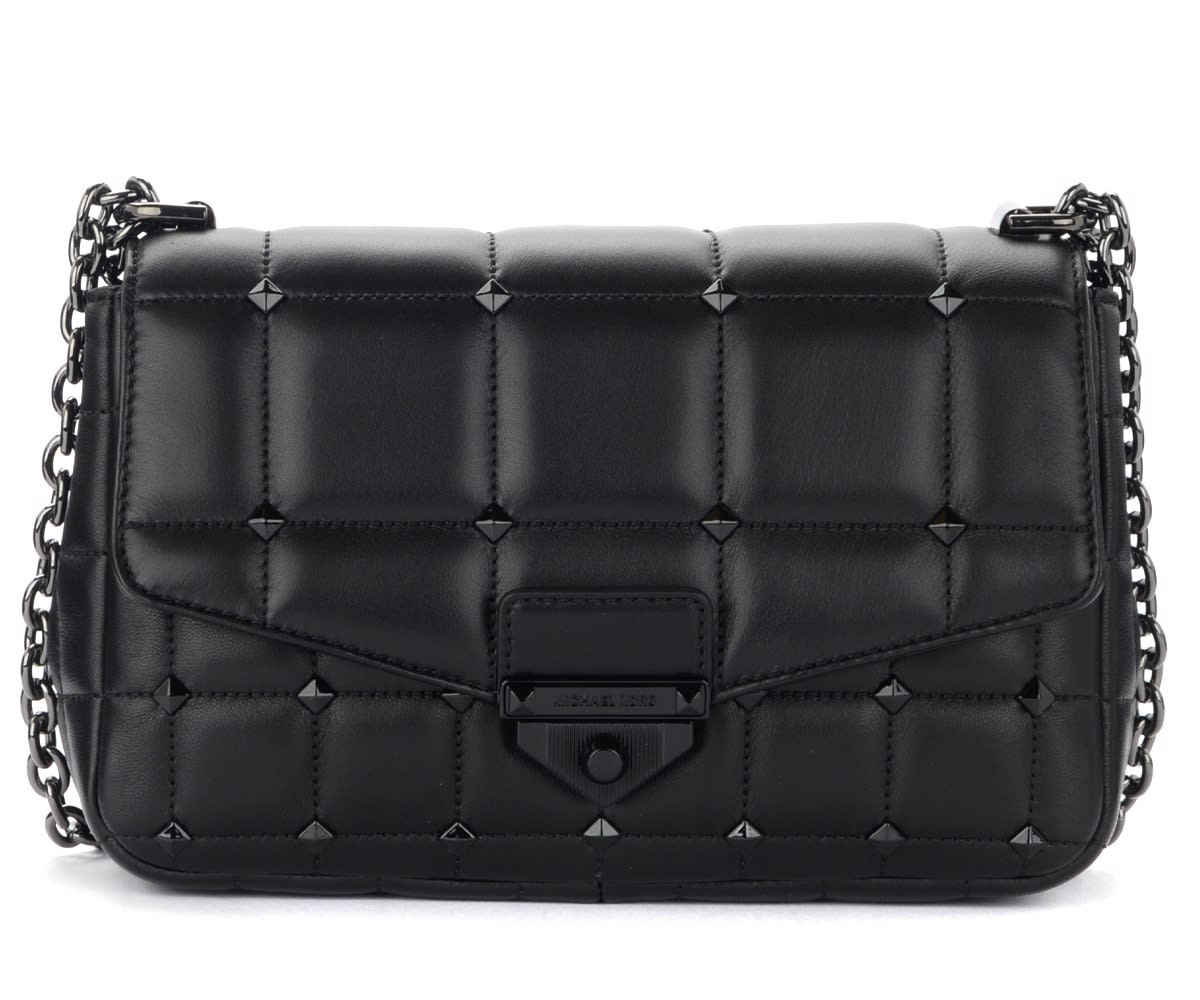 Michael Kors Soho Shoulder Bag In Black Quilted Leather With Studs