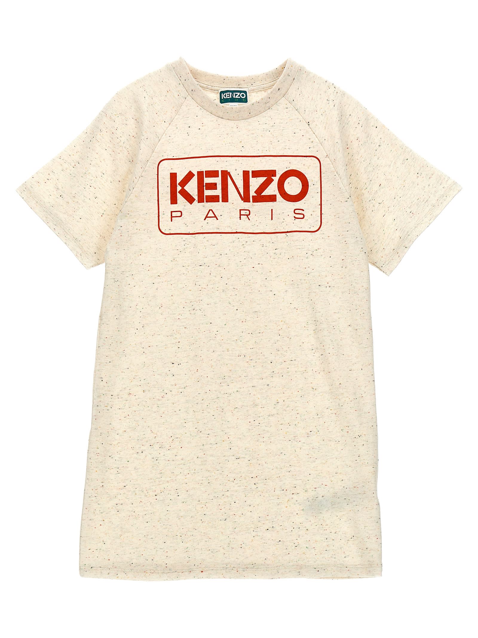 Kenzo Kids' Logo Print Dress In White