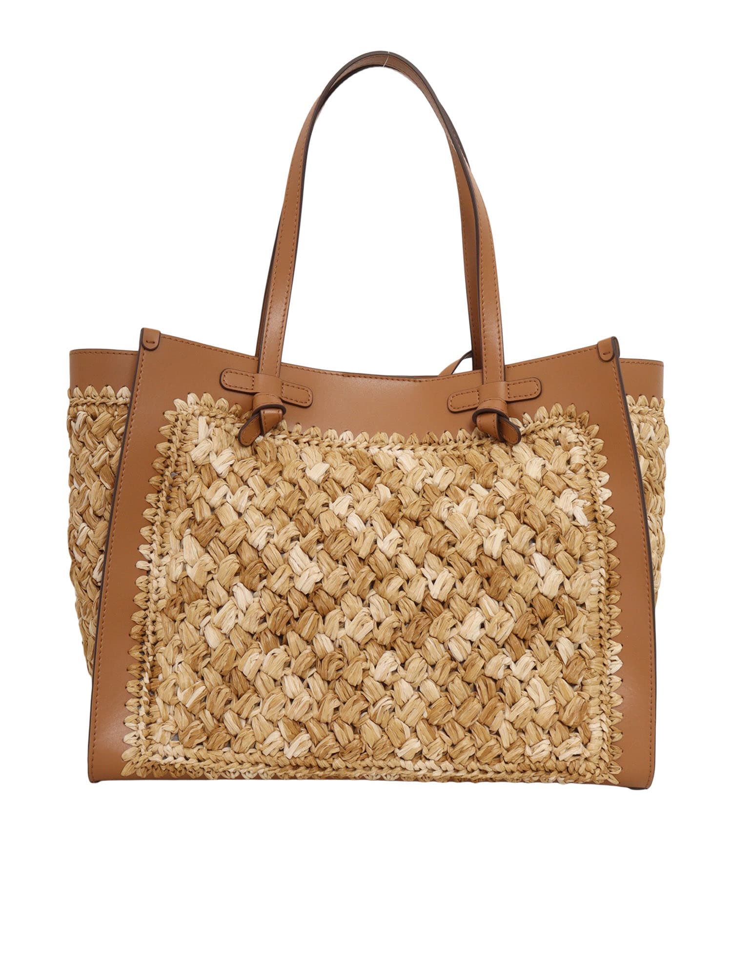 Gianni Chiarini Woven Texture Tote Bag With Leather Accents In Brown
