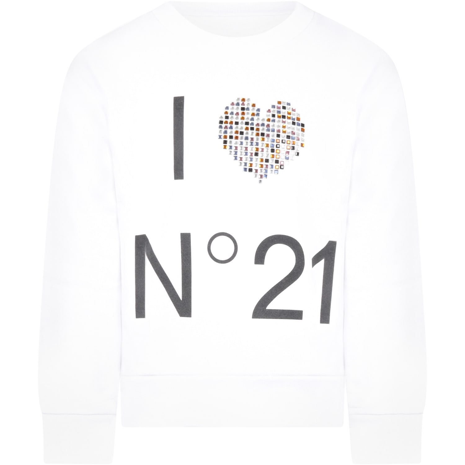 N.21 White Sweatshirt For Girl With Heart