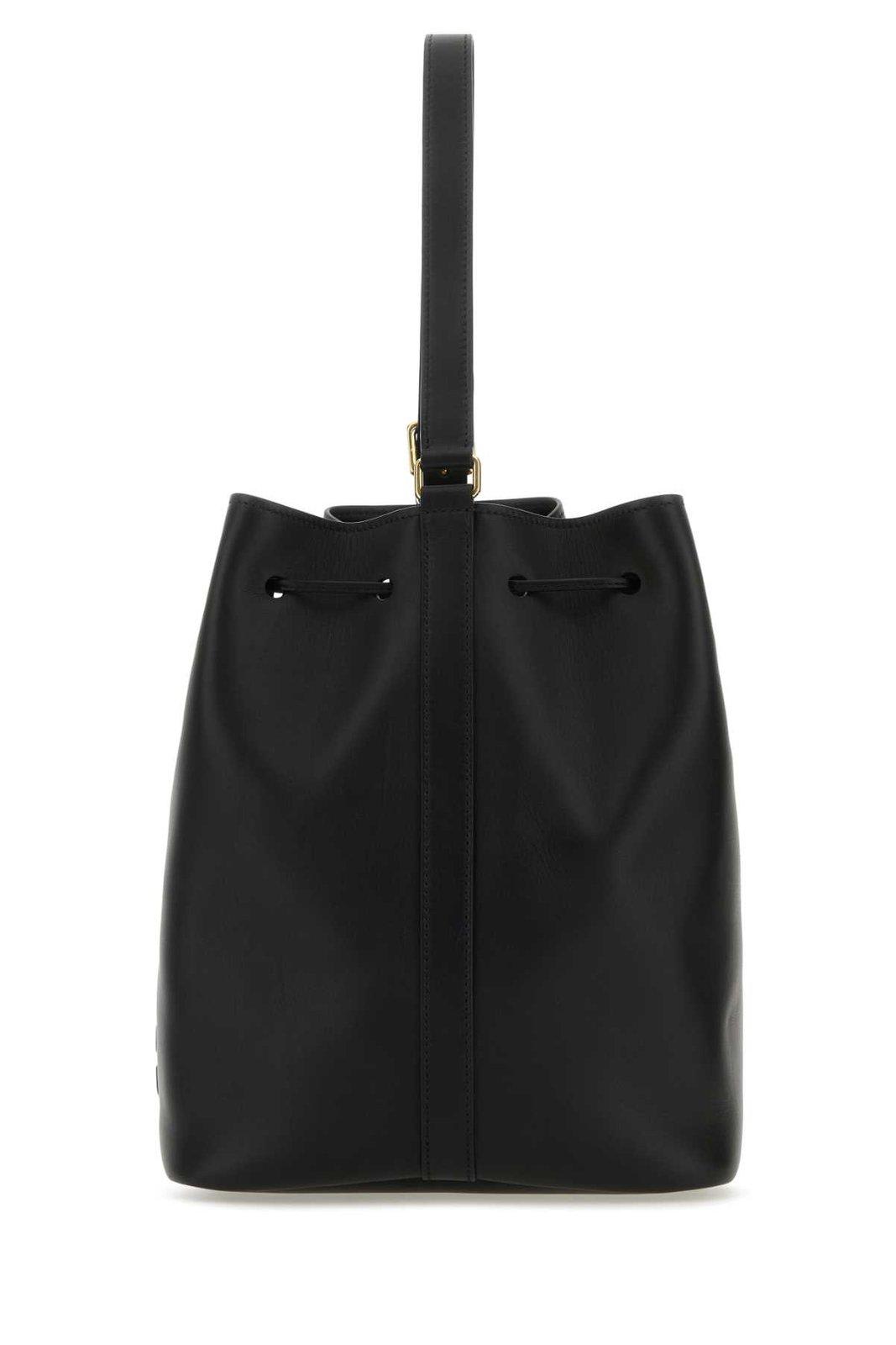 Shop Miu Miu Logo-embossed Drawstring Bucket Bag In Nero