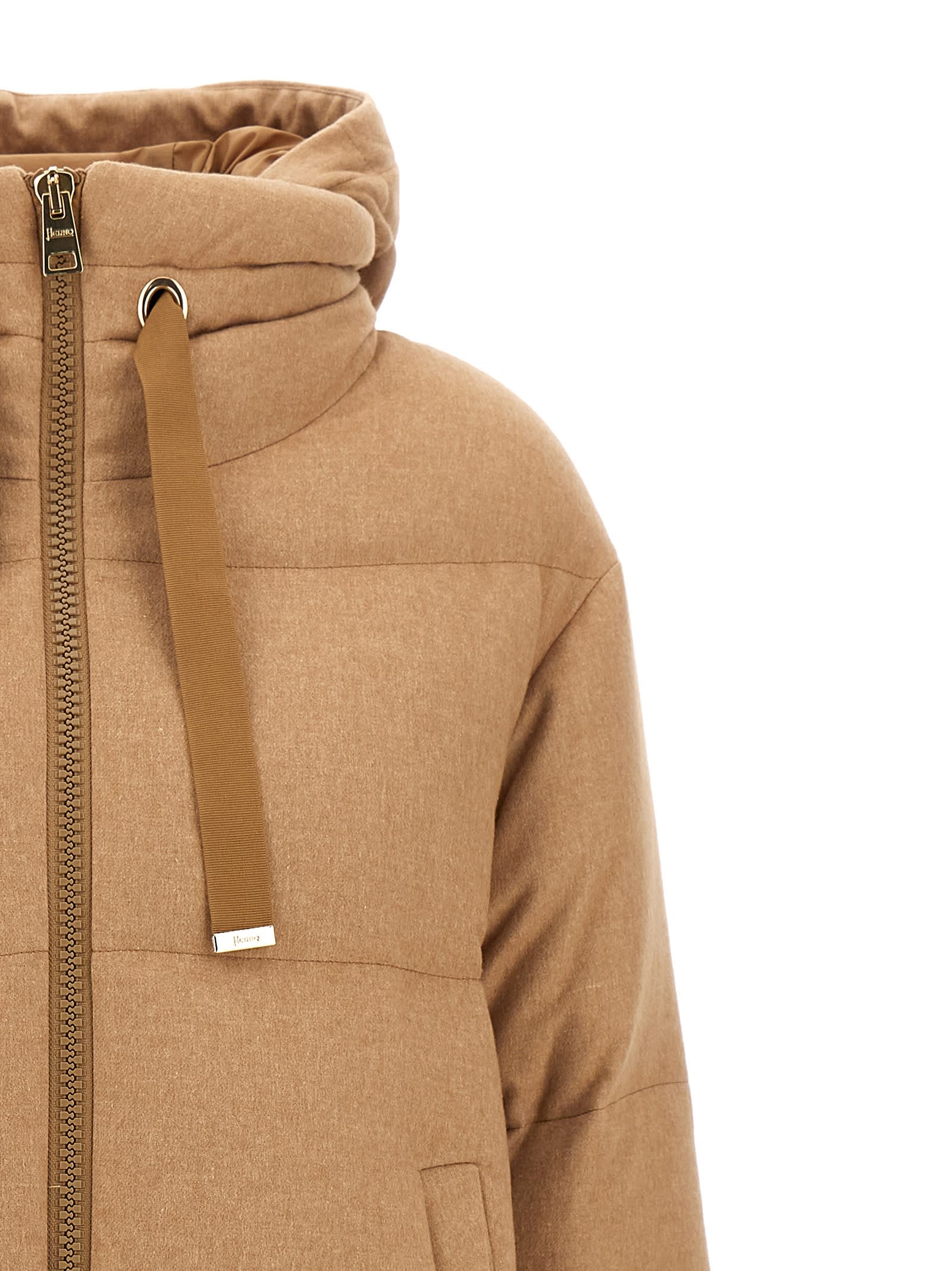 Shop Herno A-shape Down Jacket In Beige