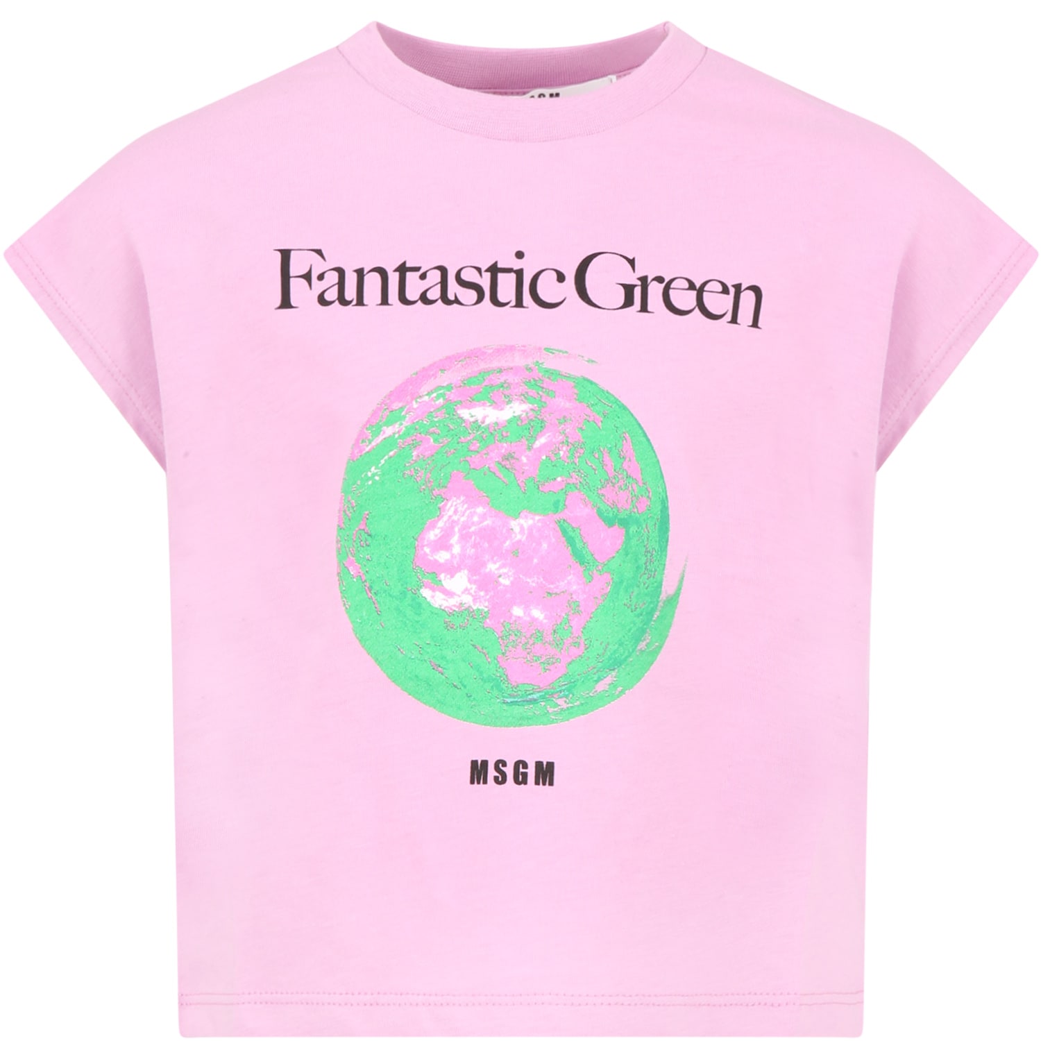 MSGM Lilac T-shirt For Girl With Planet
