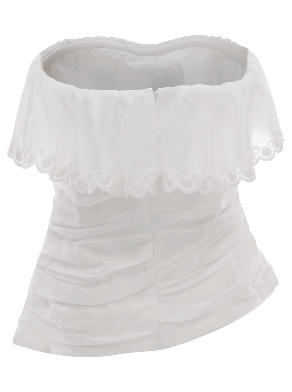 Shop Isabel Marant White Sleeveless Top With Ruches Detail White In Ramie Woman