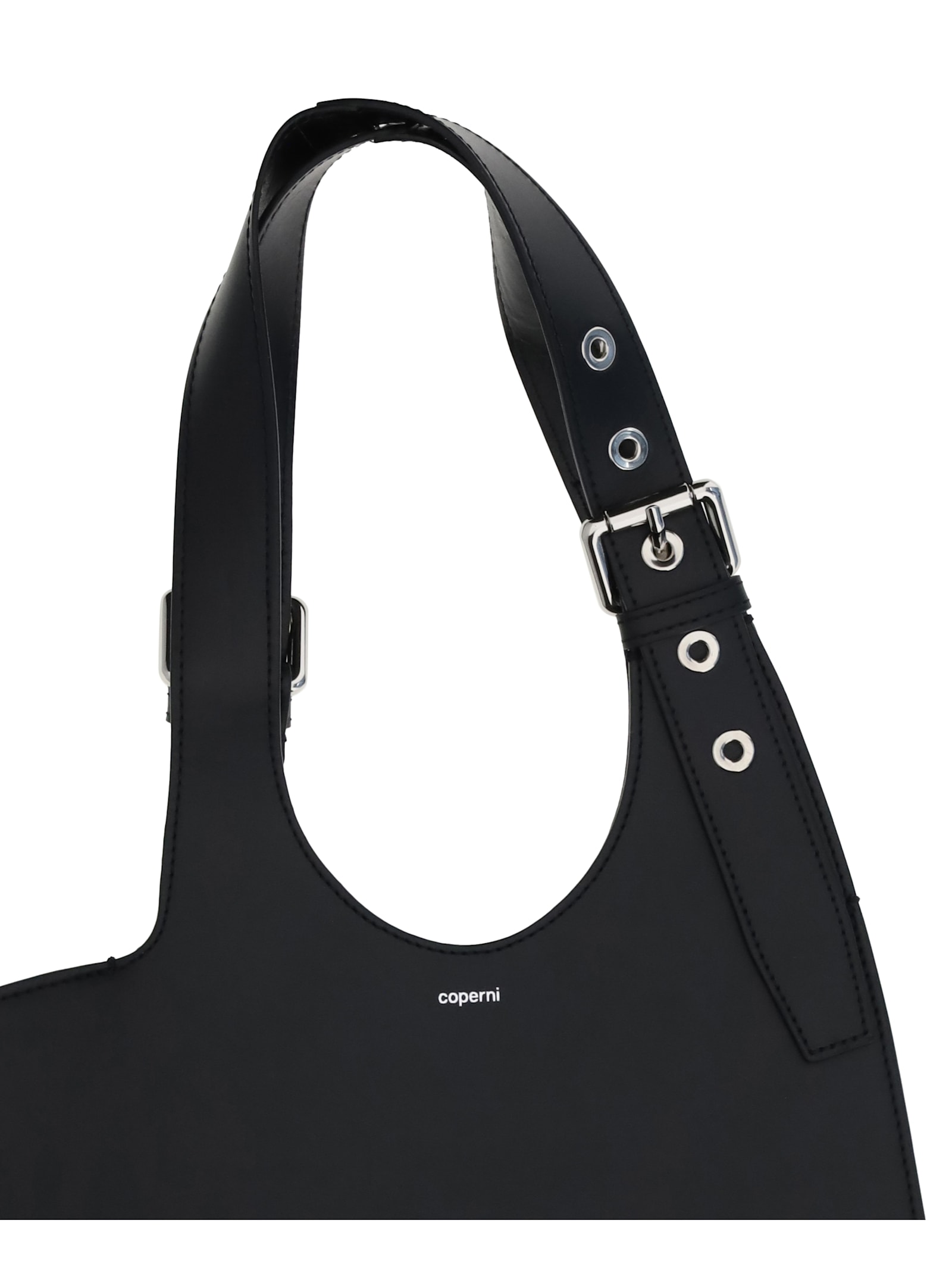 Coperni Heart-shaped Black Calf Leather Tote With Adjustable Handle In Black