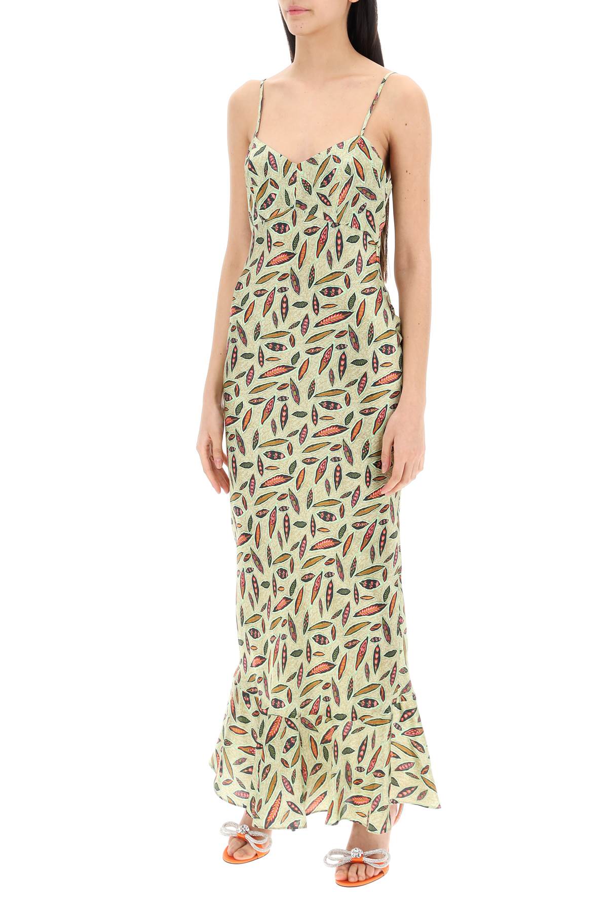 Shop Saloni Ig Sleeveless Dress Mimi In Linden Sage (green)