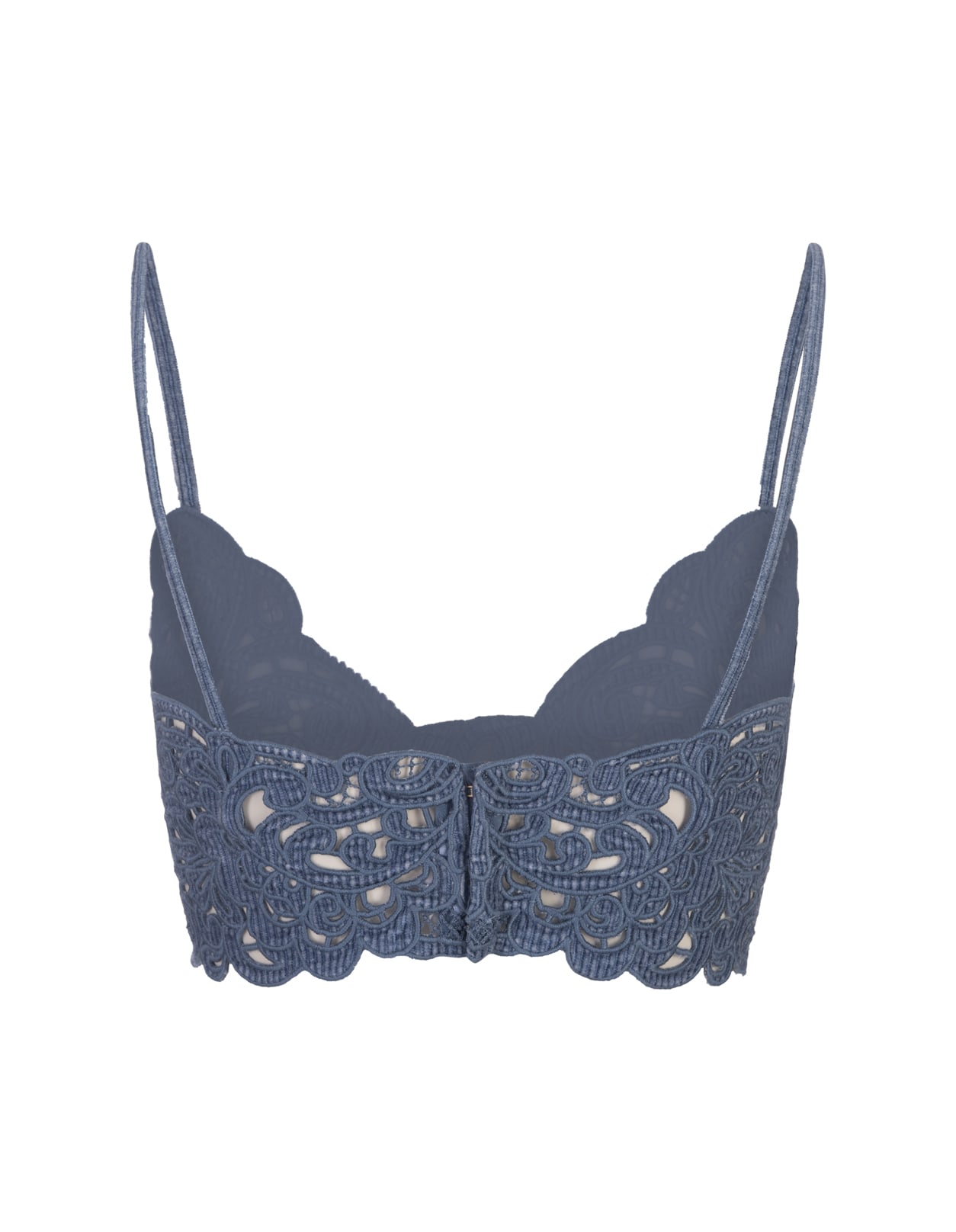 Shop Ermanno Scervino Blue Lace Bra Top