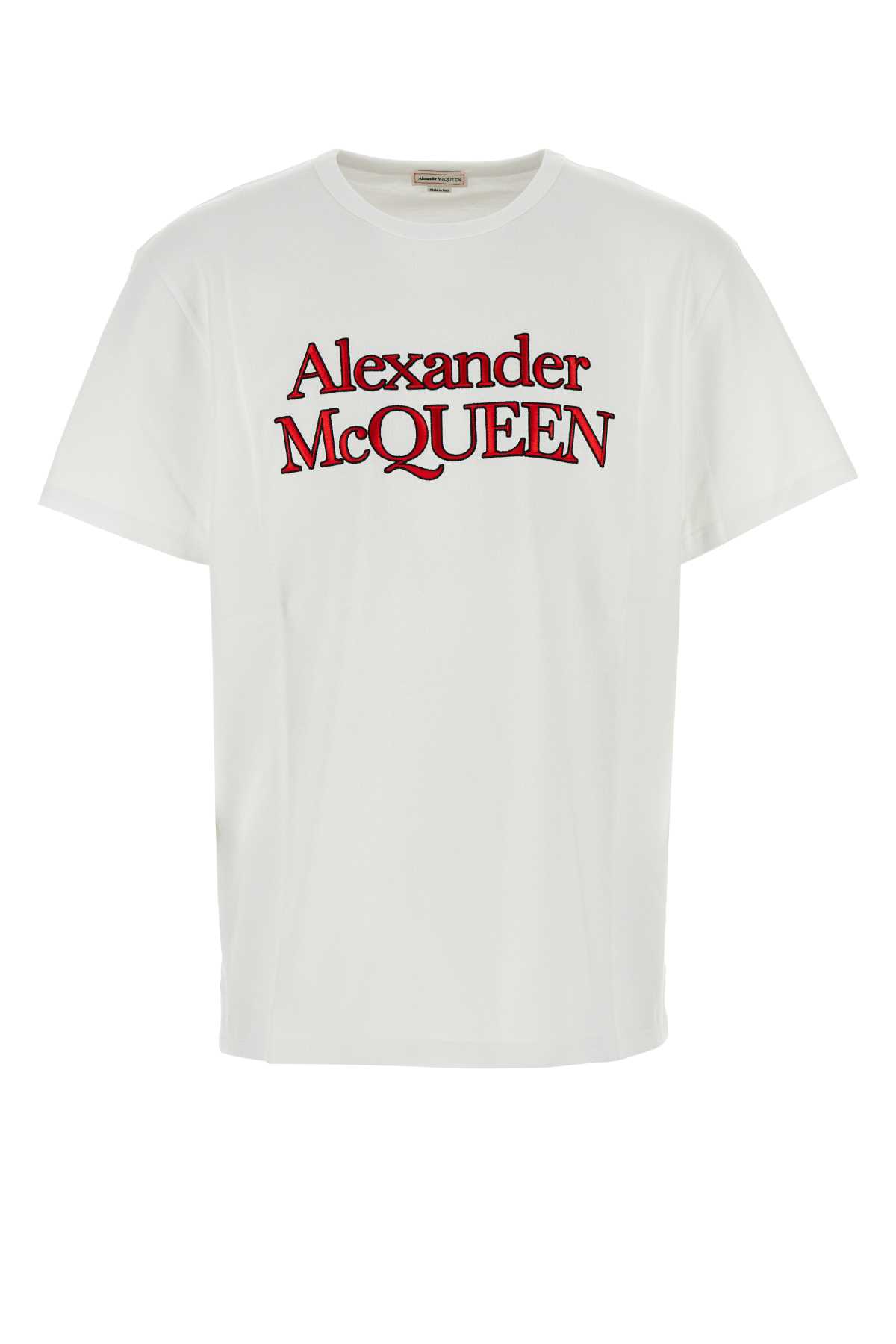 Shop Alexander Mcqueen White Cotton T-shirt In Opticalwhite