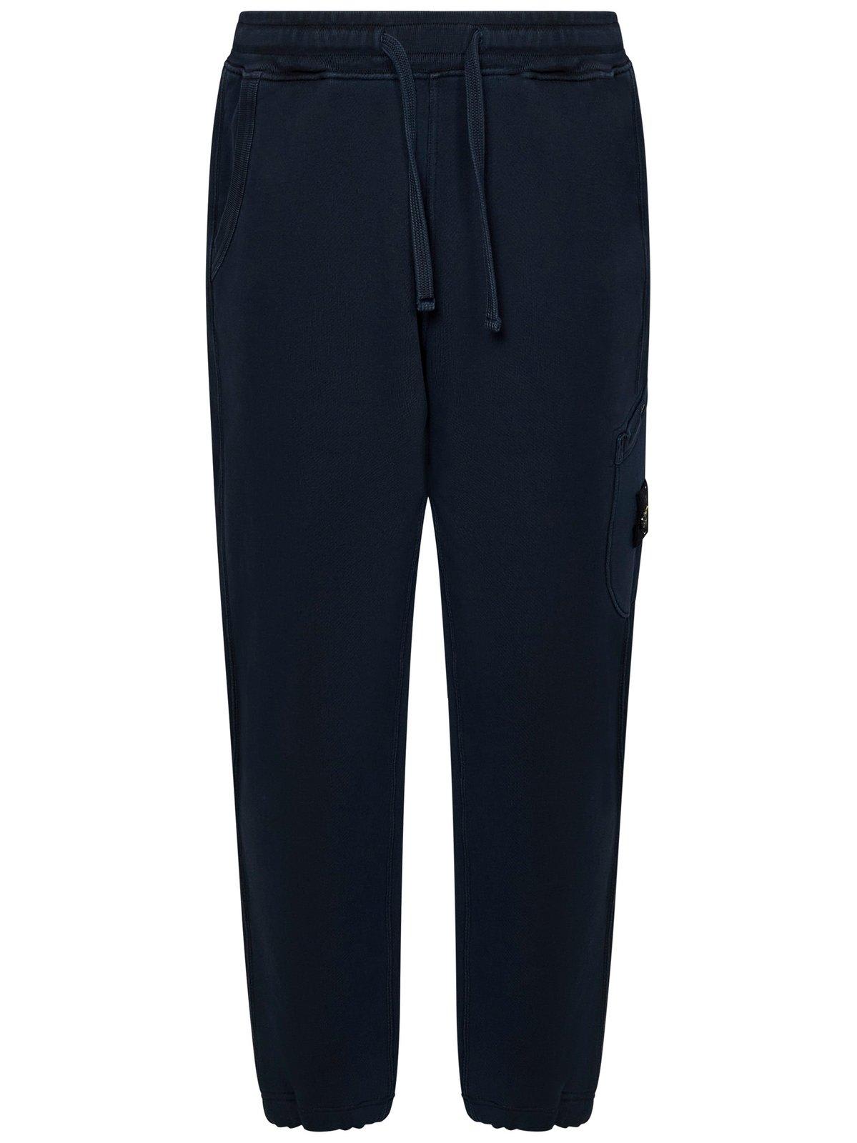 Shop Stone Island Compass-patch Drawstring Track Pants In Blue