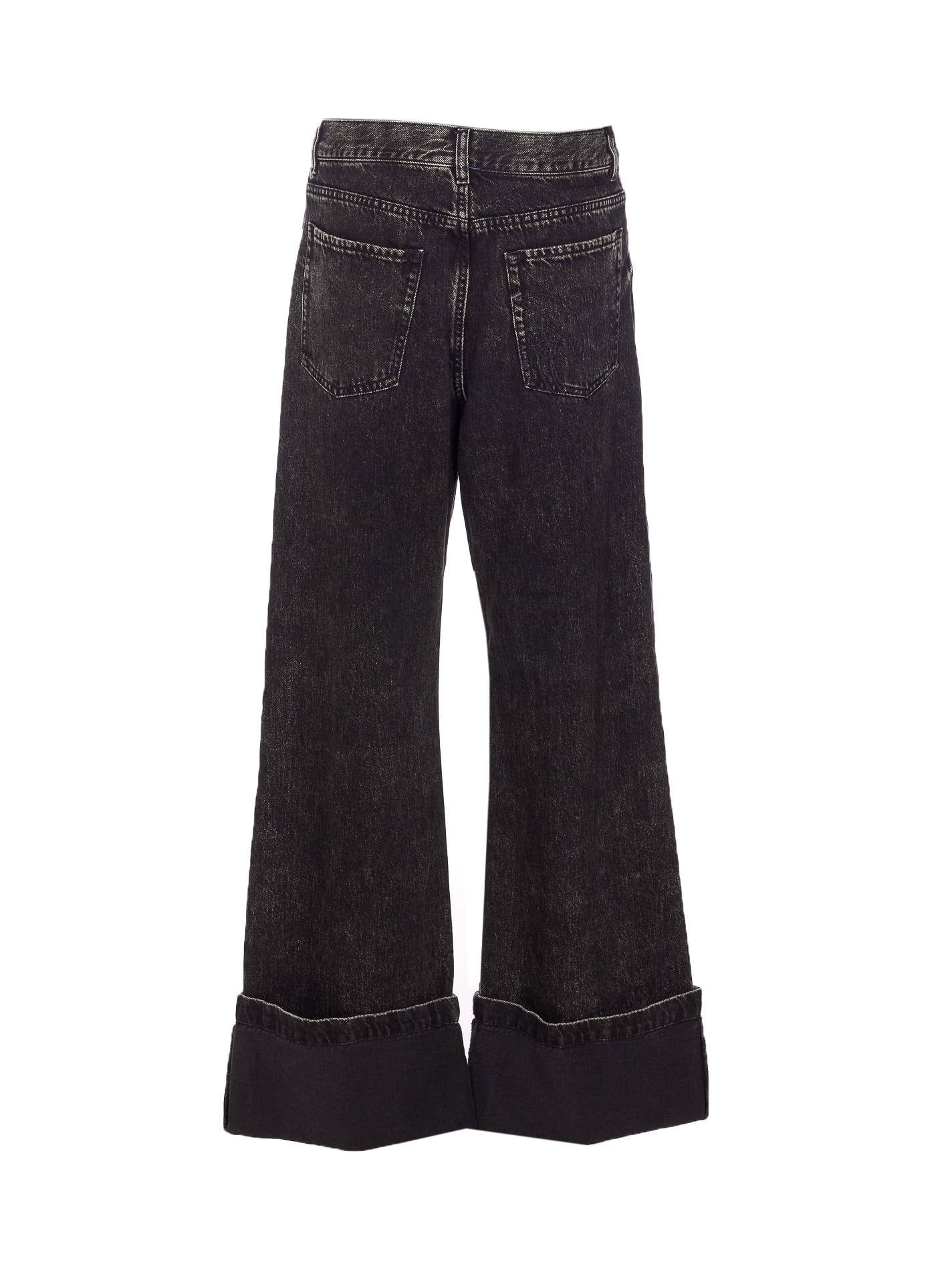 Pinko Wide-leg Jeans In Black Denim In Black