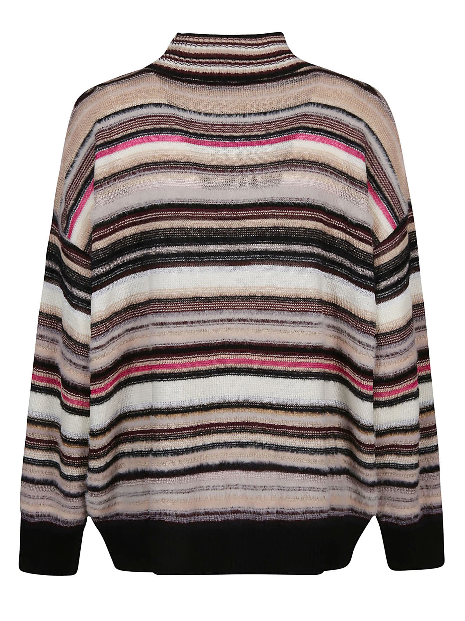 Shop Missoni Turtle Neck Sweater In W Multicolor Beige/fucsia/nero