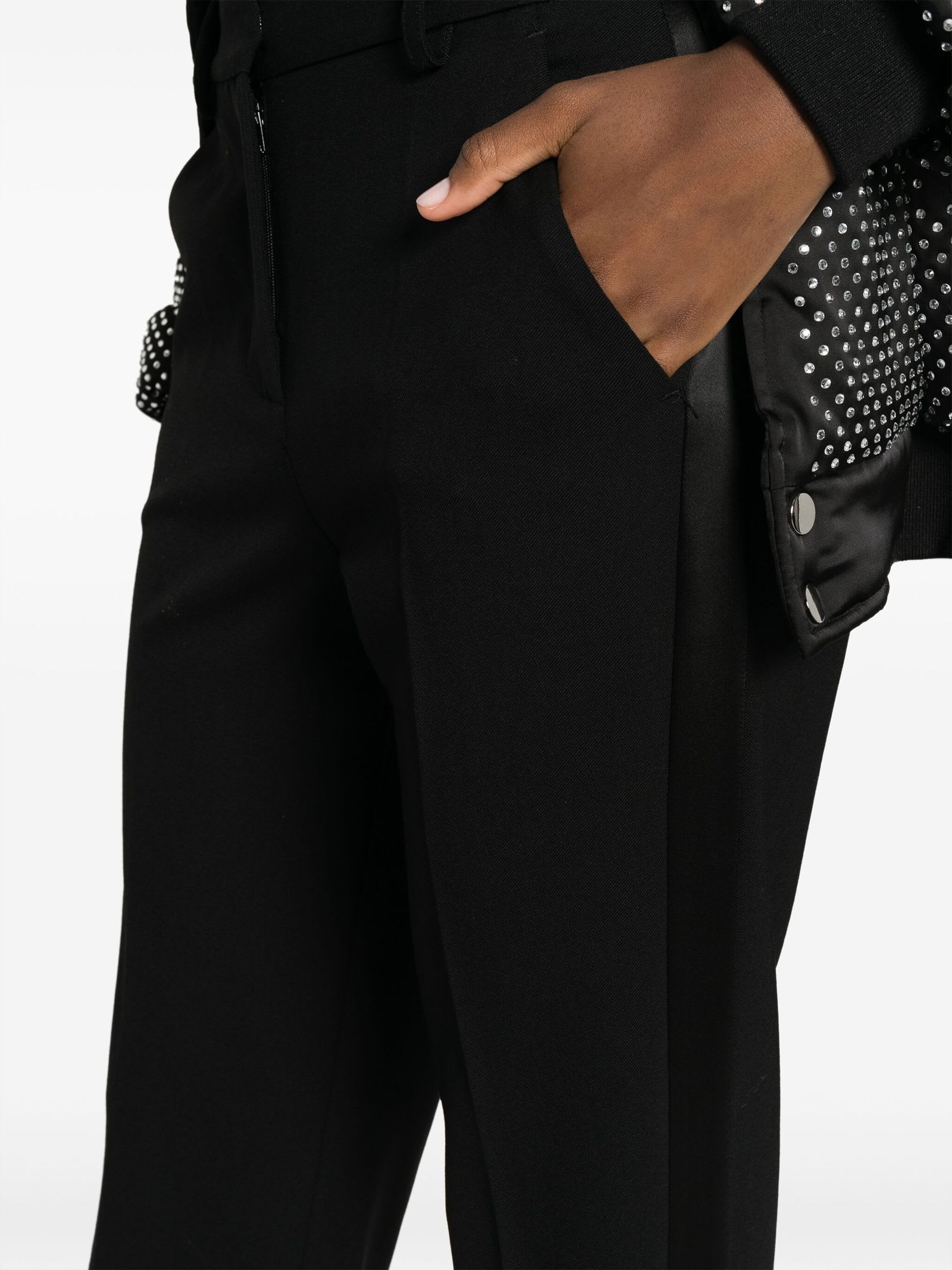 Shop P.a.r.o.s.h Black Virgin Wool Blend Tailored Trousers