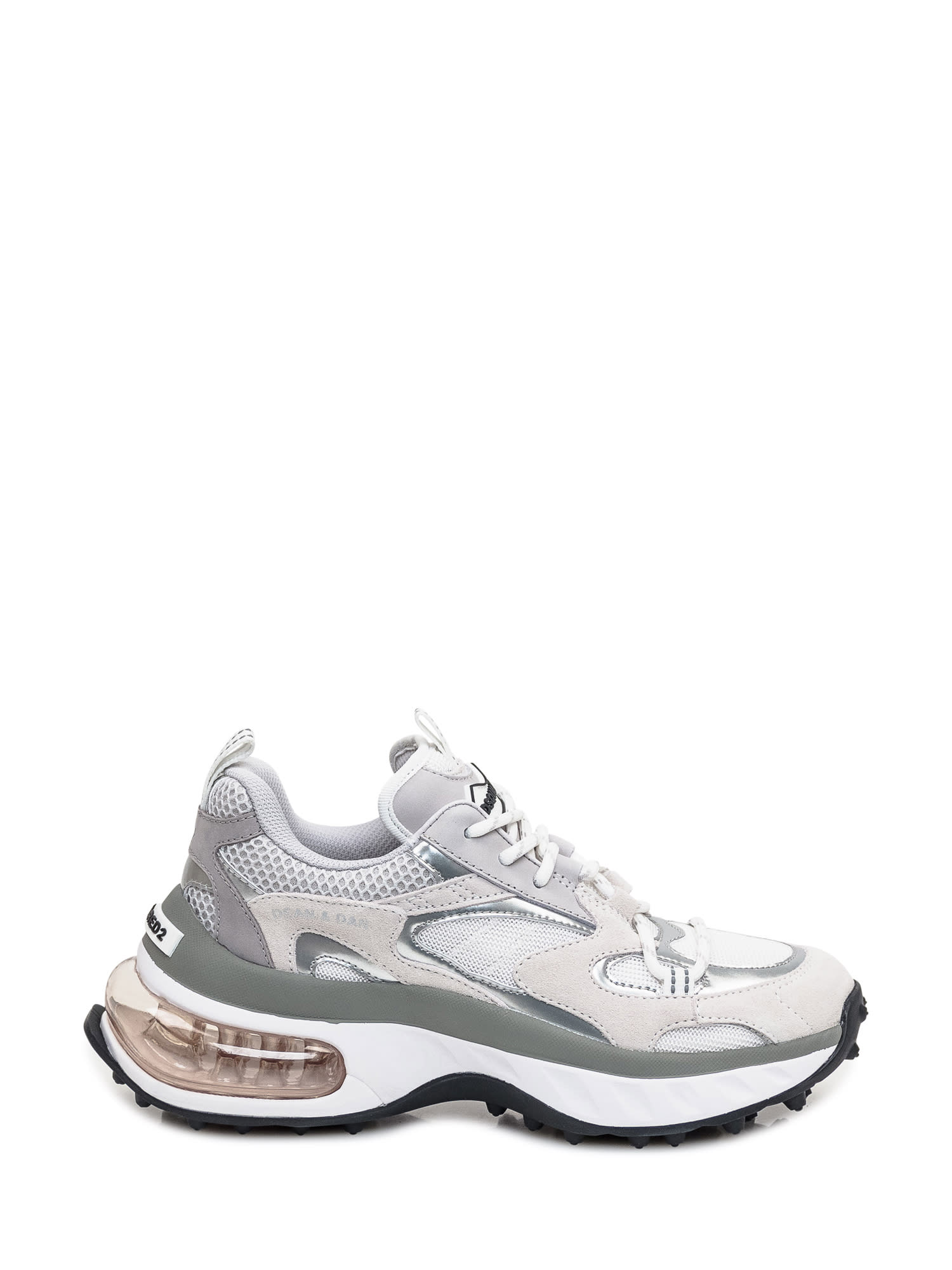 Shop Dsquared2 Bubble Sneaker In Bianco-grigio-argento