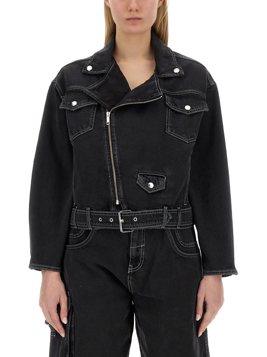 Shop M05ch1n0 Jeans Denim Jacket In Black