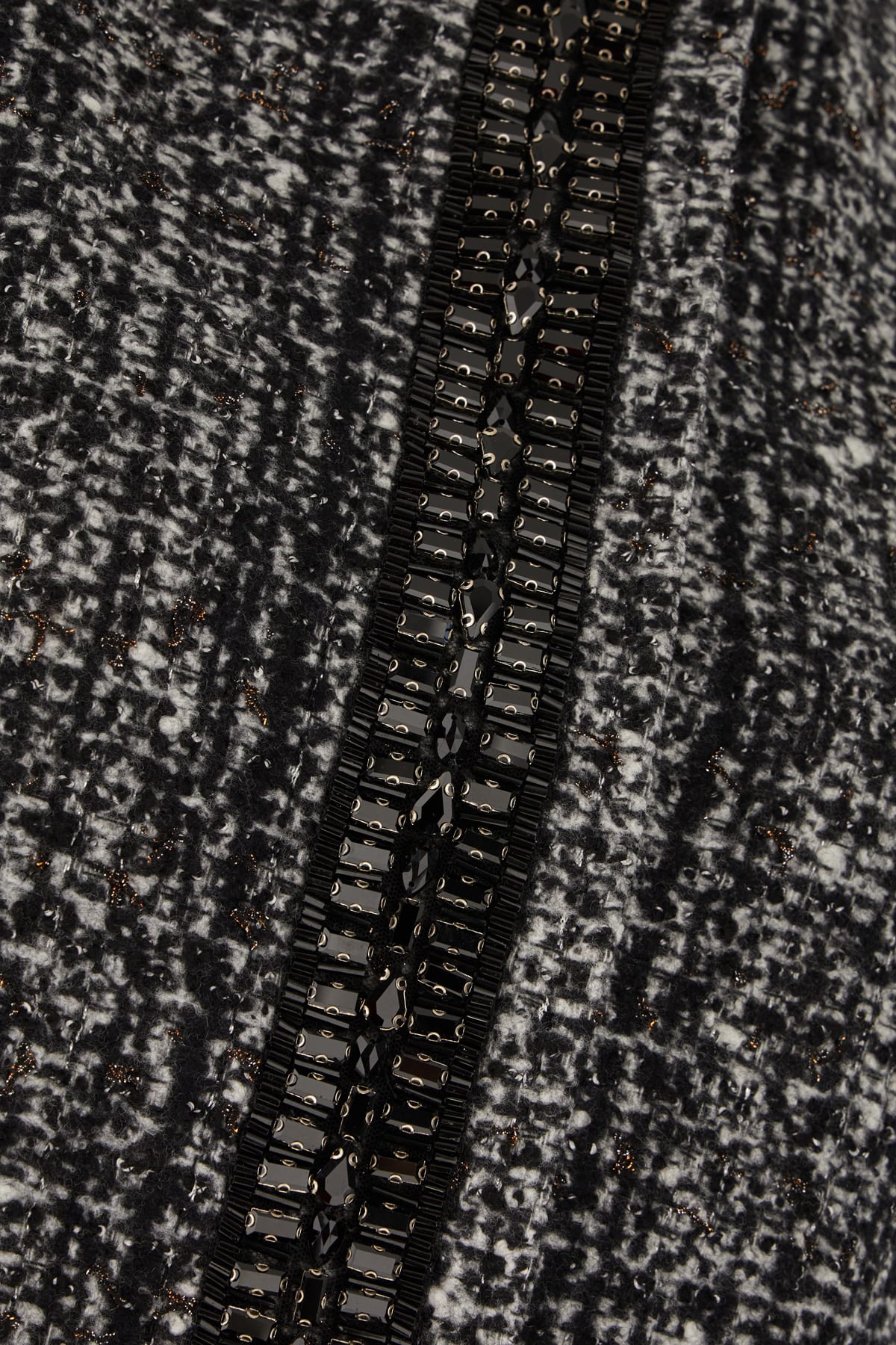 Max Mara Embroidered Wool Blend Coat With Jewel Embellishments In Bianco Nero