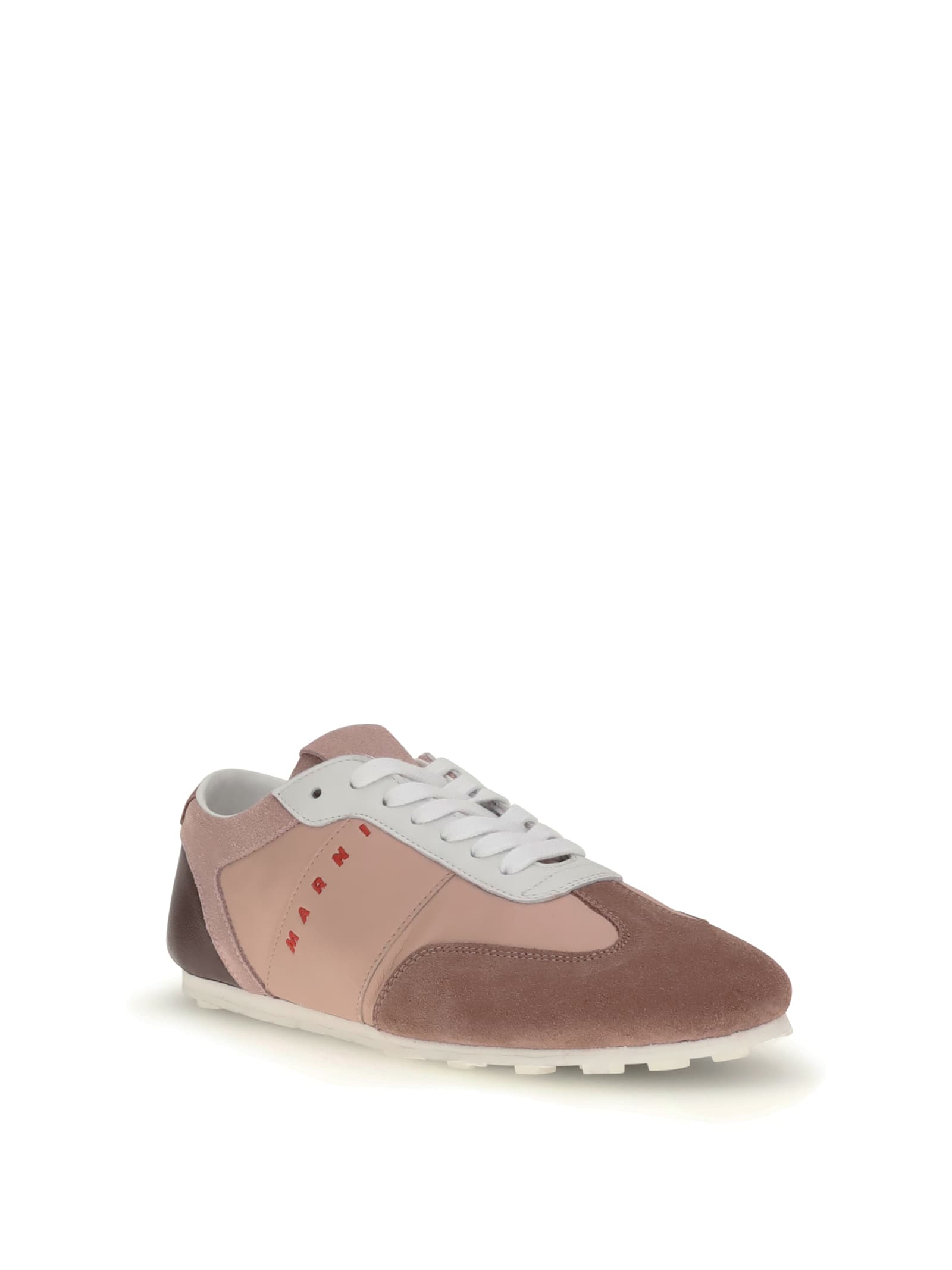 Marni Suede-panel Logo-embroidered Sneakers In Multi