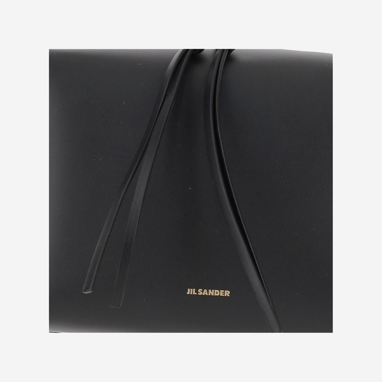 Jil Sander Leather Shoulder Bag With Logo In Black