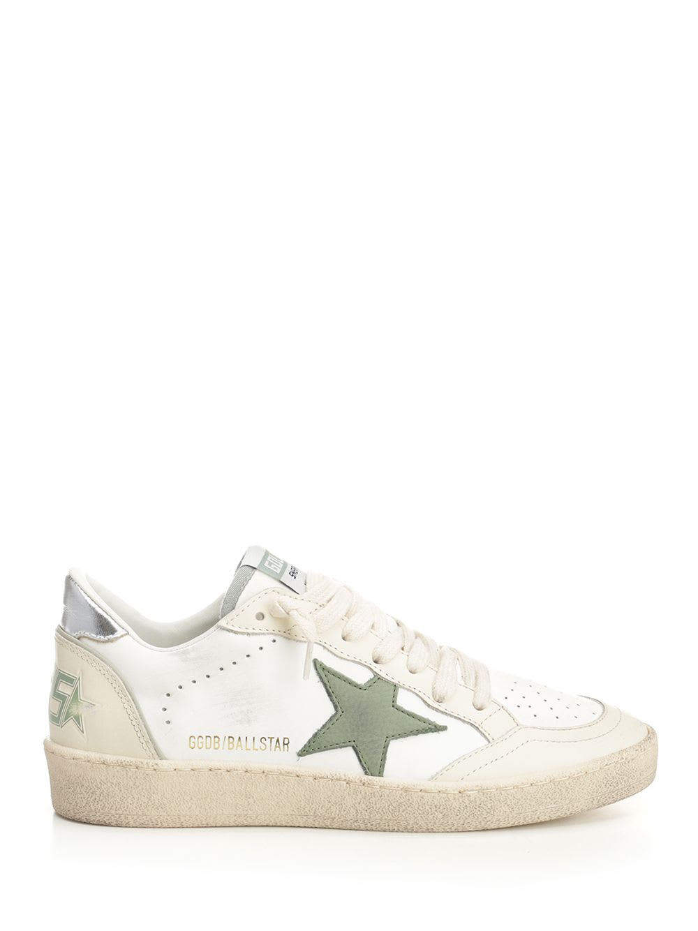 Golden Goose Ballstar Leather Upper Toe And Spur Nabuk Star Laminated Heel In White