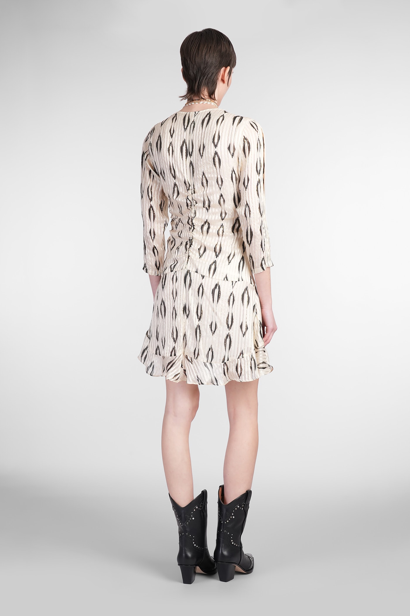 Isabel Marant Octavia Printed Mini Silk Dress In Beige
