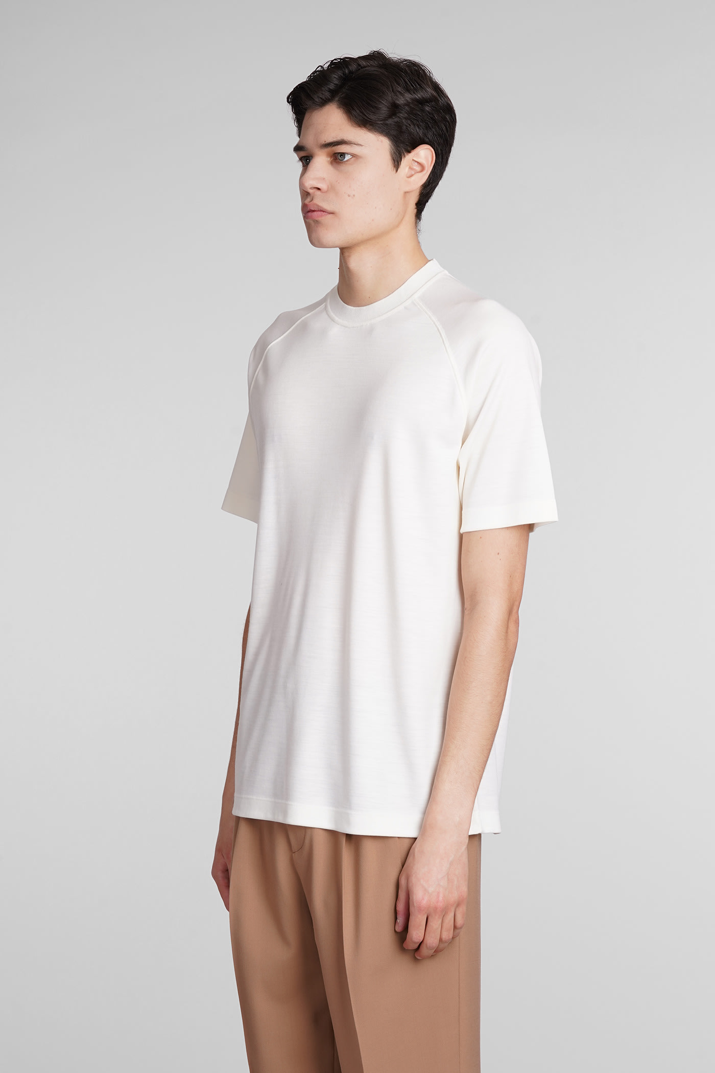 Shop Zegna T-shirt In Beige Wool