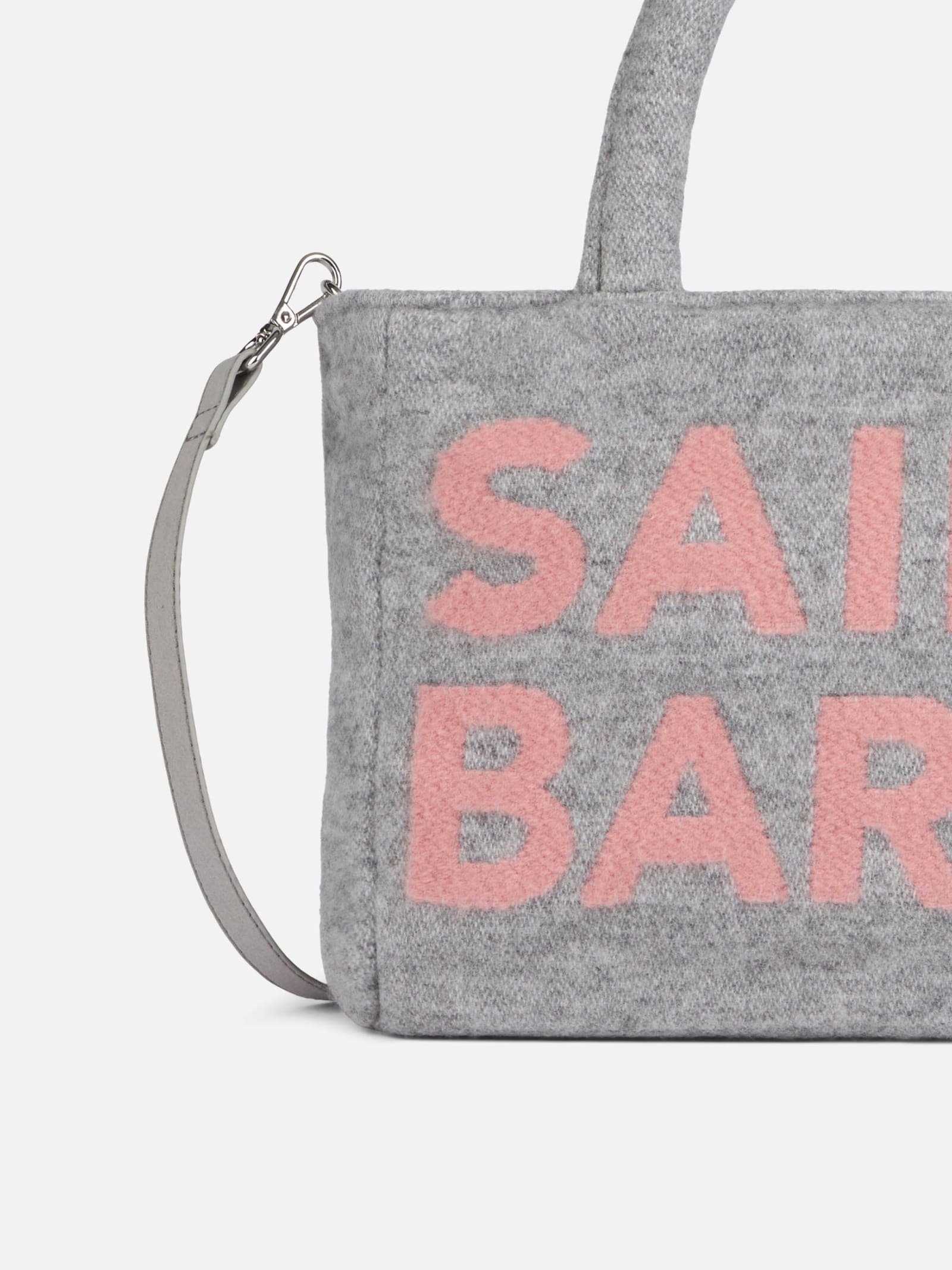 Mc2 Saint Barth Soft Wooly Clarine Handbag With Jacquard Maxi Logo In Grey