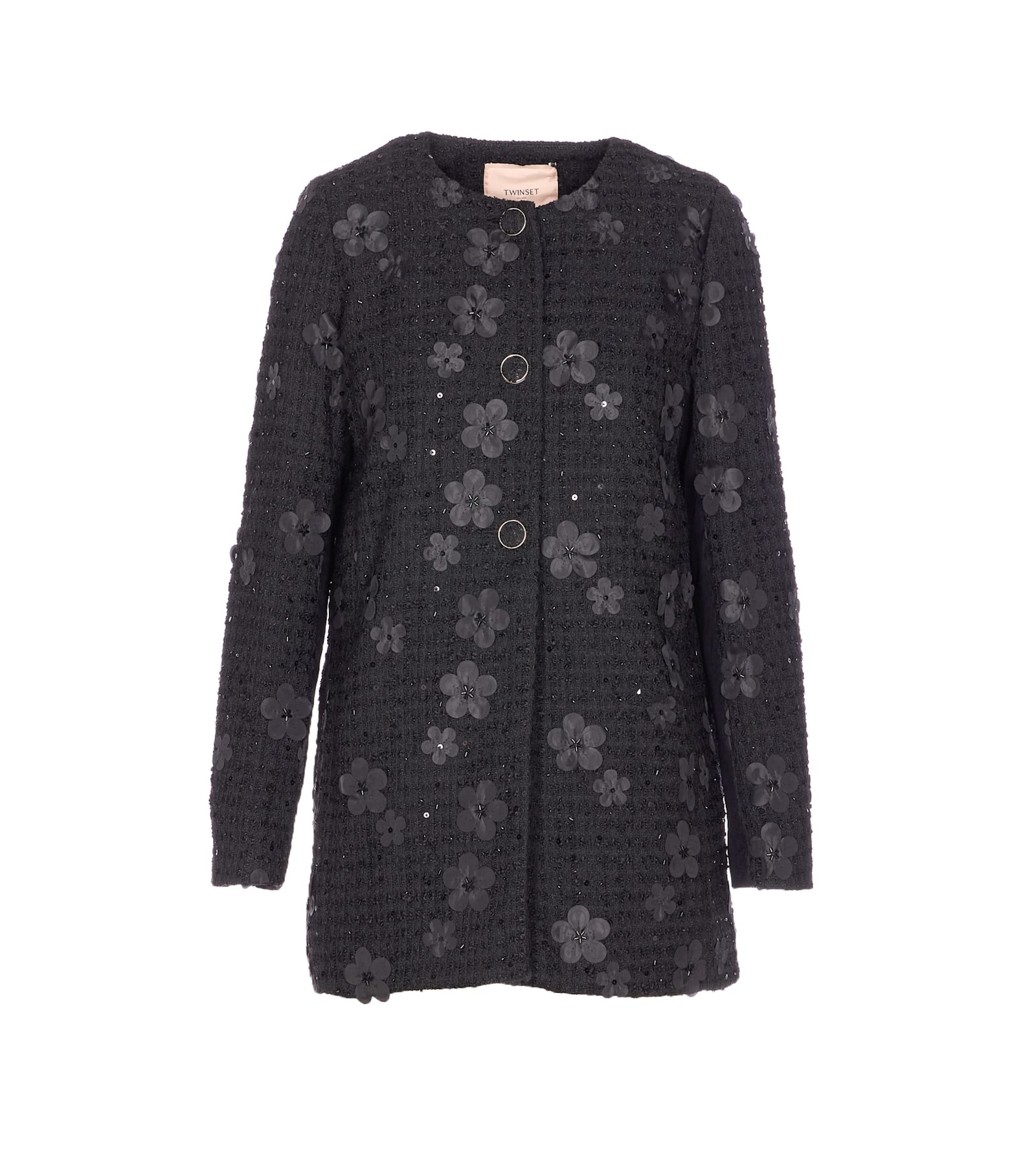 Twinset Black Jacket Frontal Buttons Closure In Black