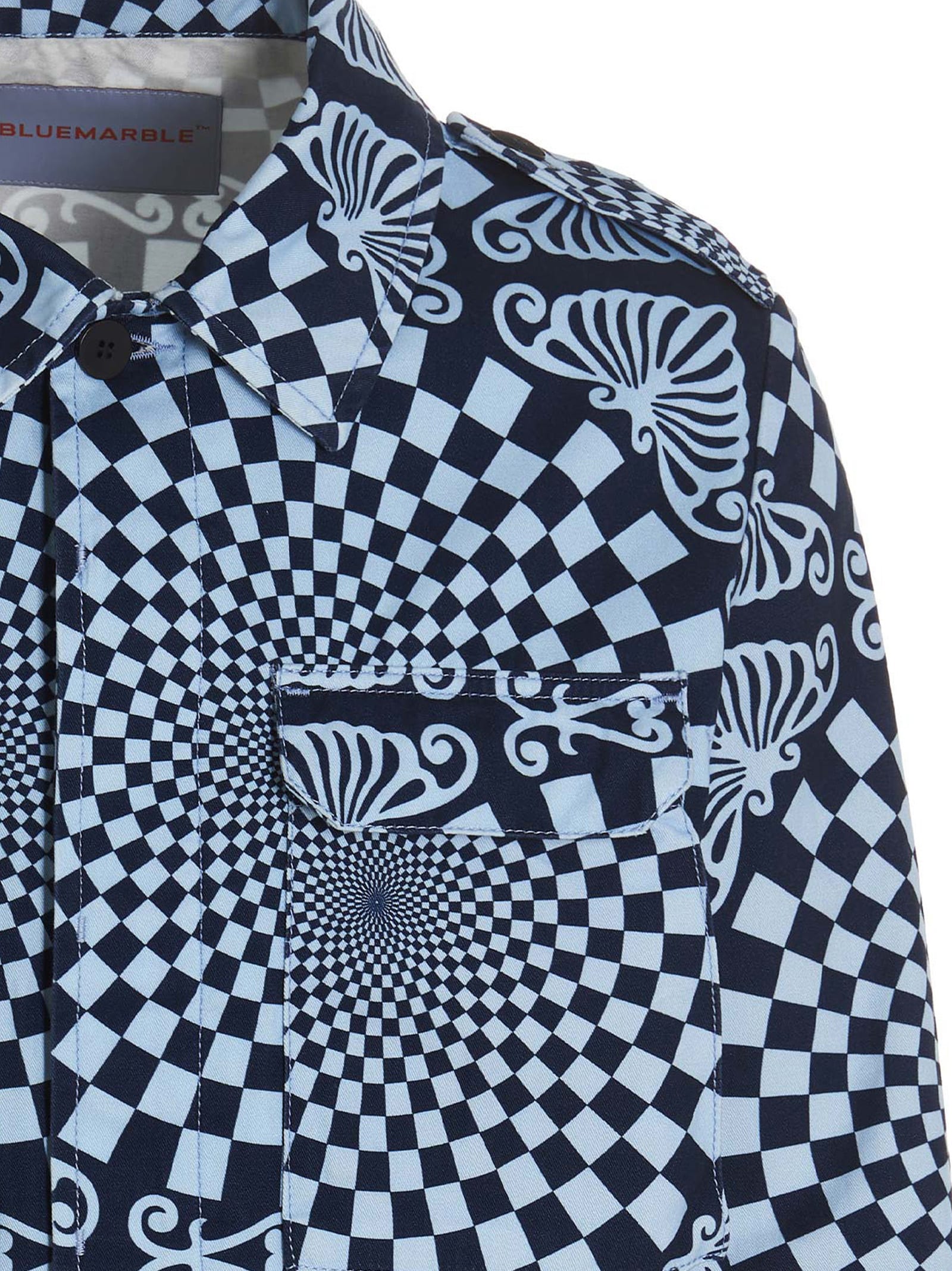 Shop Bluemarble Folk Checkerboard Jacket In Blue