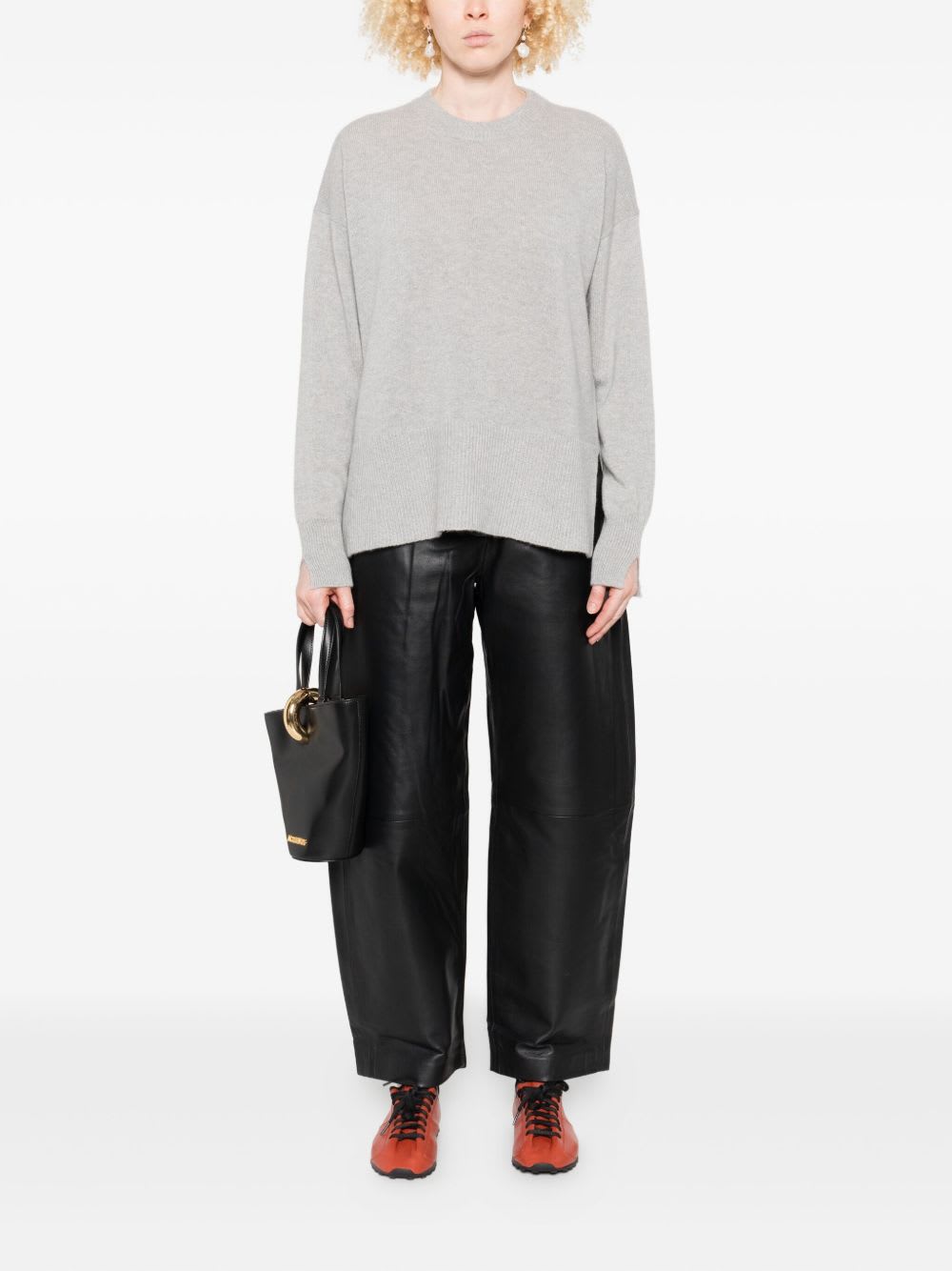 Roberto Collina Gray Cashmere And Wool Blend Sweater In Gray