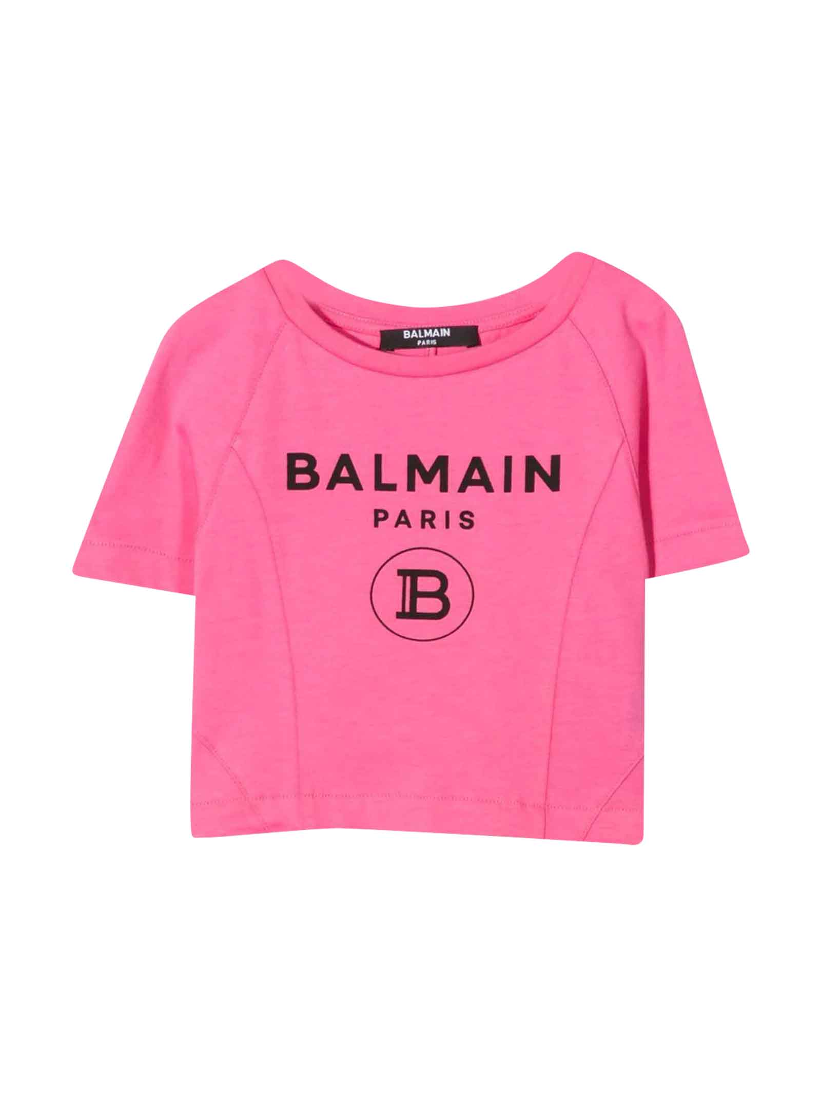 Balmain Fucsia T-shirt With Black Print