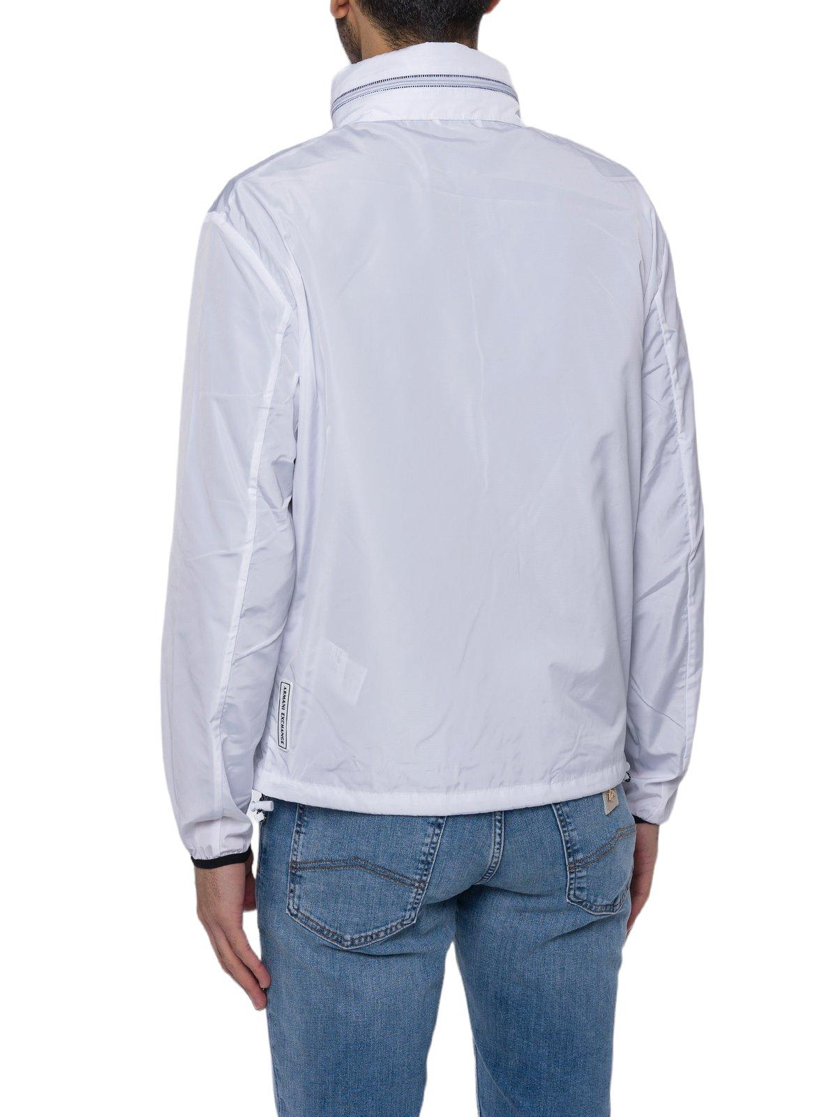 Shop Armani Collezioni Logo Patch Zipped Jacket In White