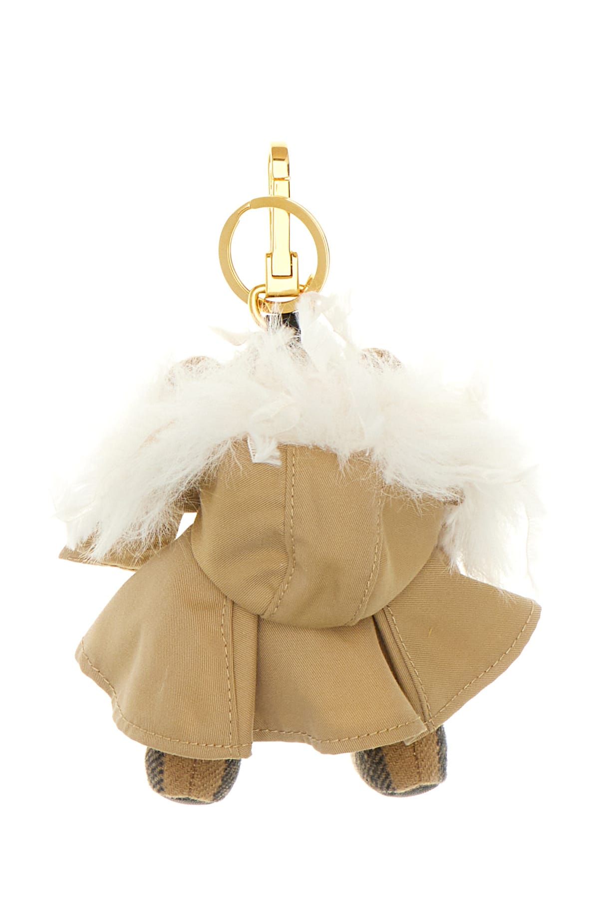 Burberry Golden Metal Key Ring In Sand