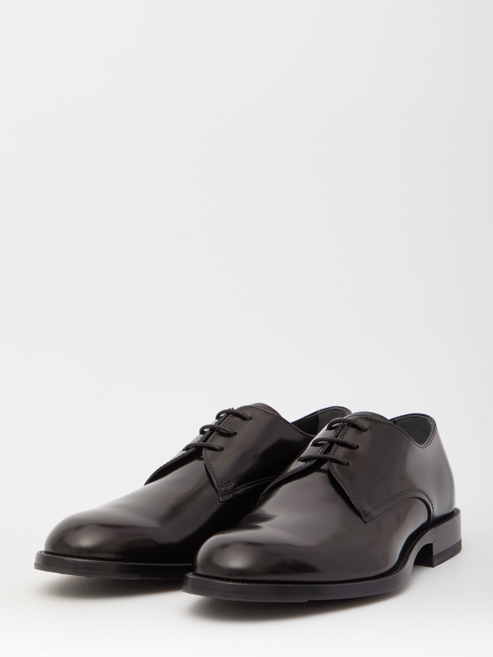 Shop Tod's Leather Derby Shoes In Nero