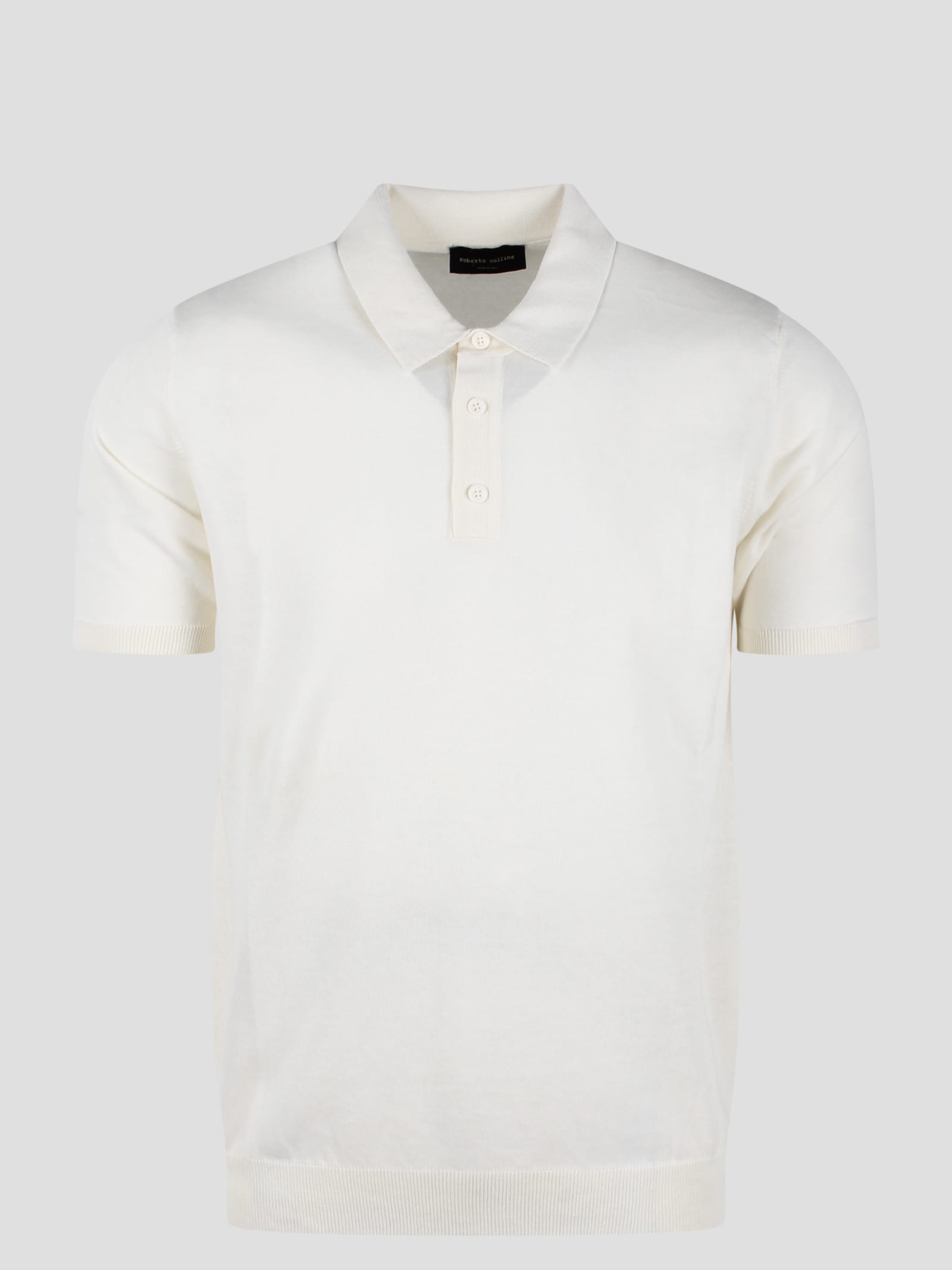 Shop Roberto Collina Cotton Knit Polo Shirt In White