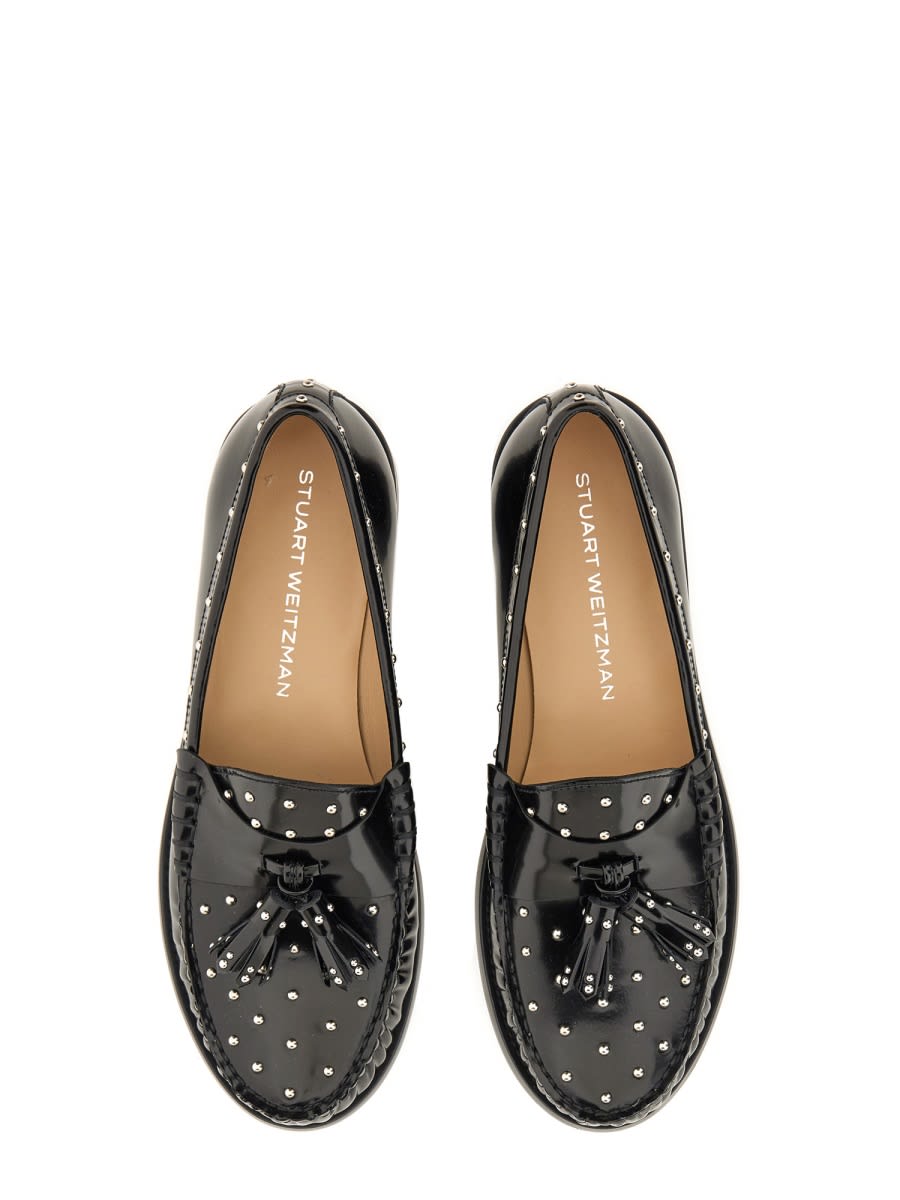 Stuart Weitzman Loafers With Studded Detailing And Tassel Embellishment In Black