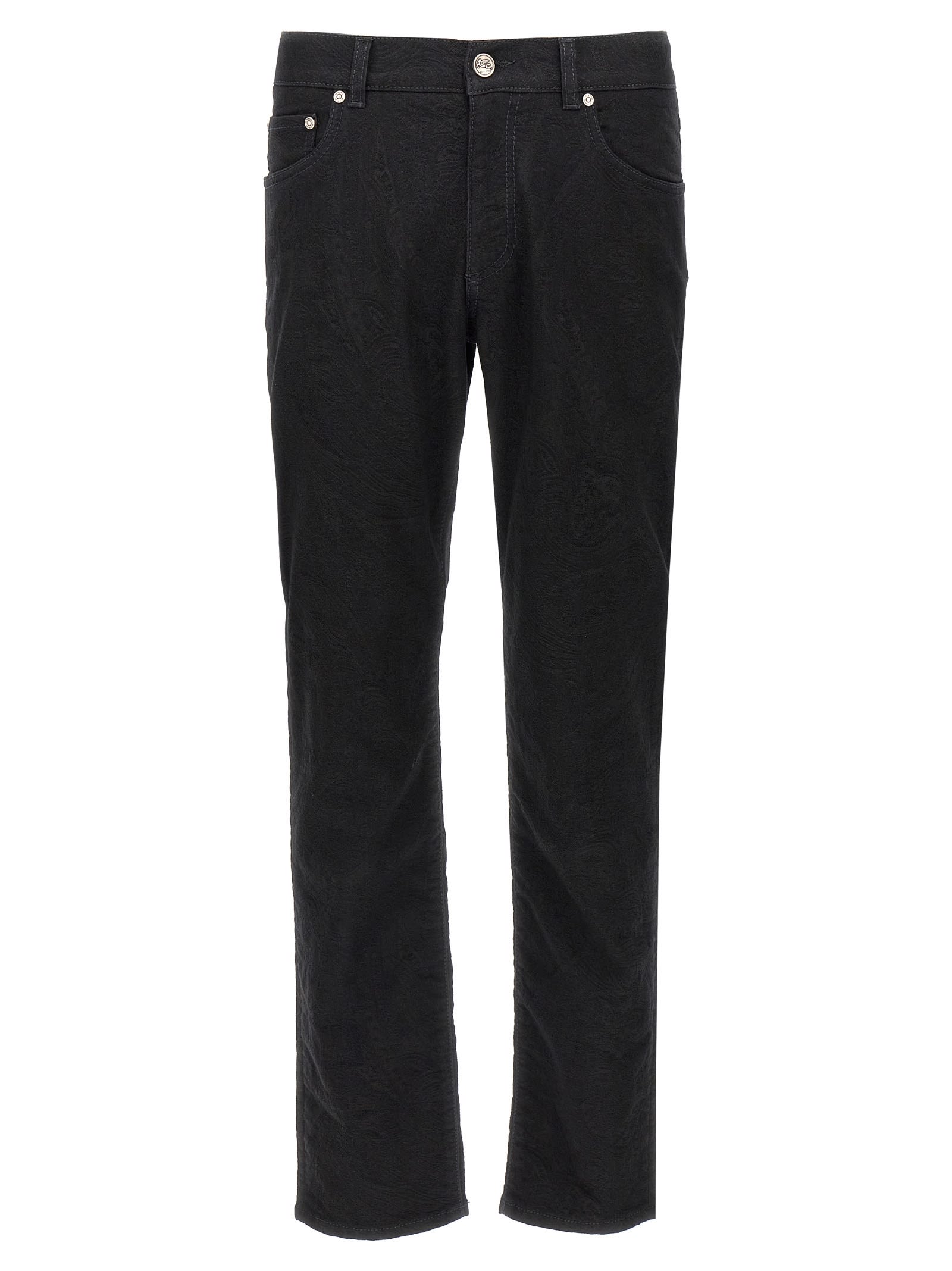 Etro Black Jacquard Jeans In Black