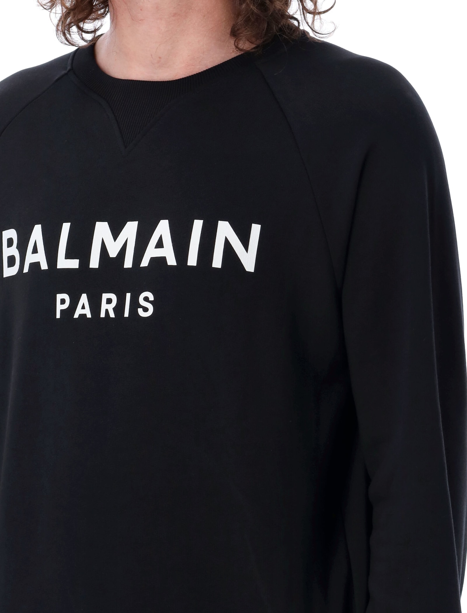 Shop Balmain Logo Sweatshirt In Nero Bianco